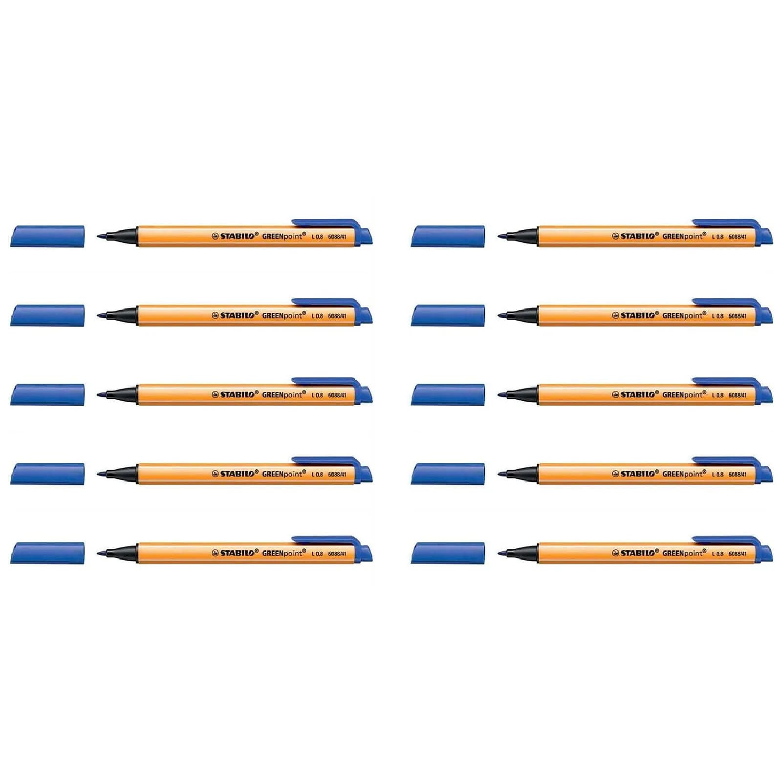 STABILO Stylo Feutre GREENpoint Pointe large 0,8 mm Bleu x 10