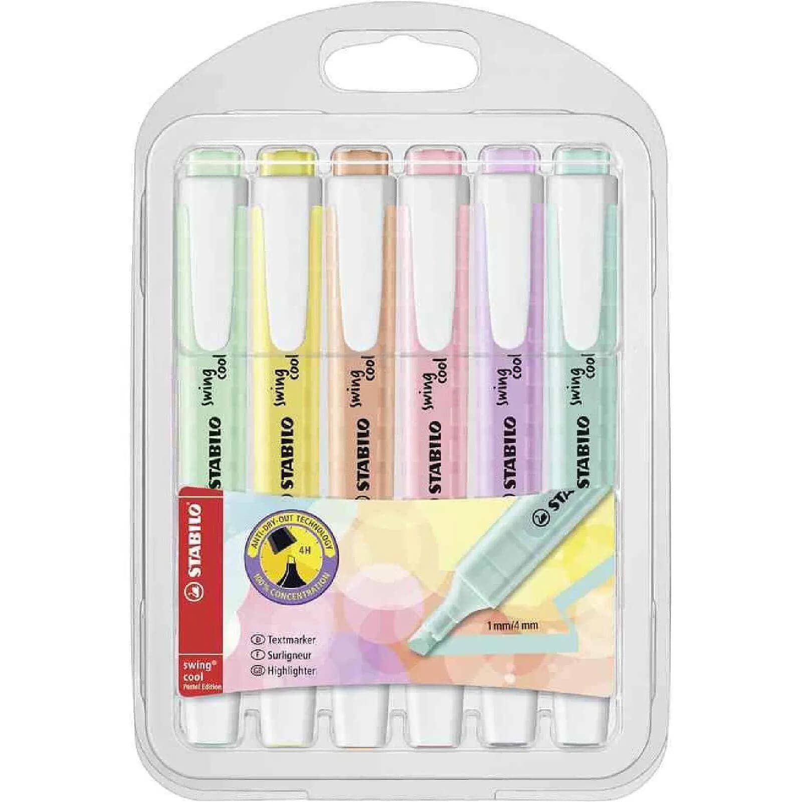 STABILO Surligneur Swing cool Pastel Edition Pochette de 6 surligneurs Coloris assortis