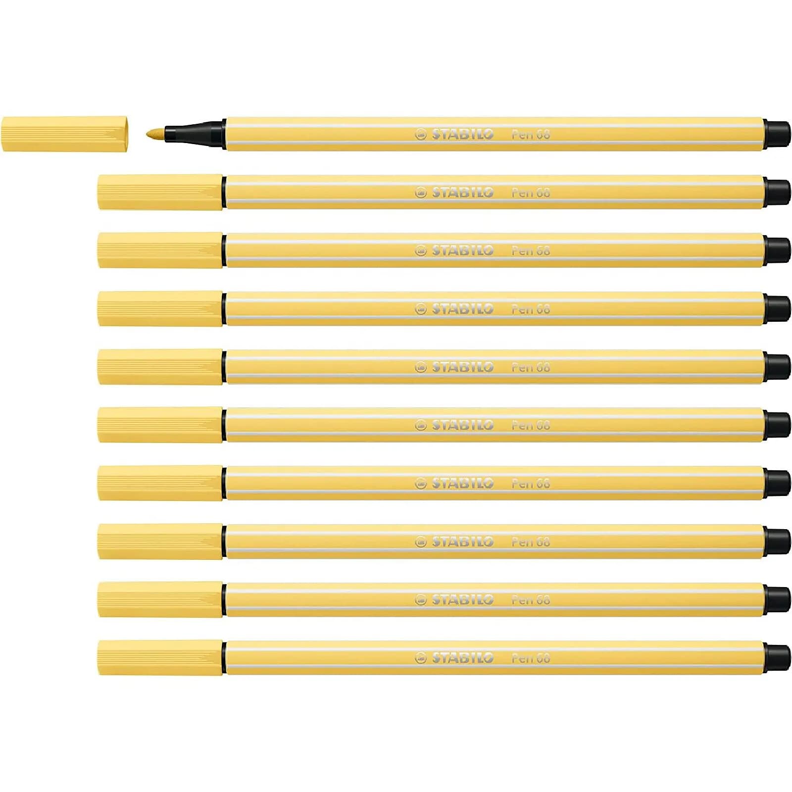 STABILO Stylo feutre Pen 68, jaune clair x 10