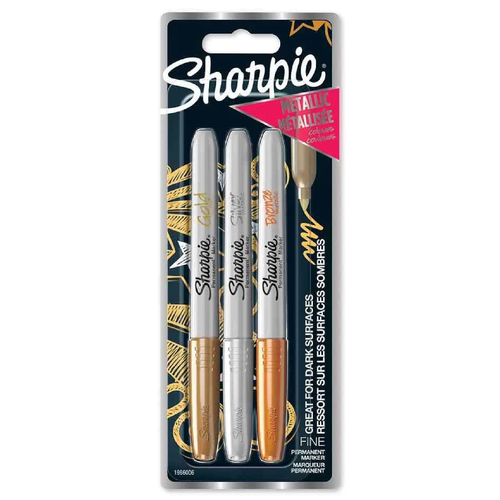 SHARPIE Marqueur permanent métallisé, carte blister de 3