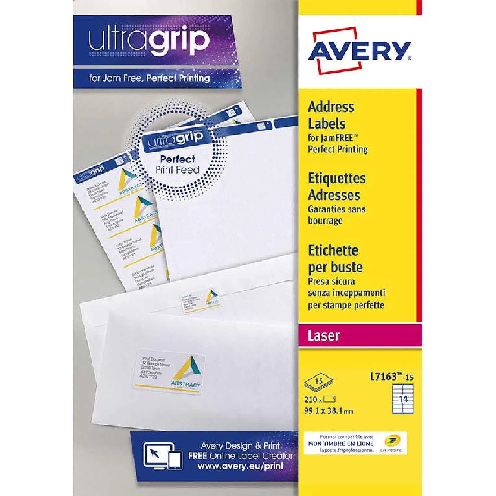 AVERY Boîte de 210 étiquettes d'adresses blanches 99,1 x 38,1mm