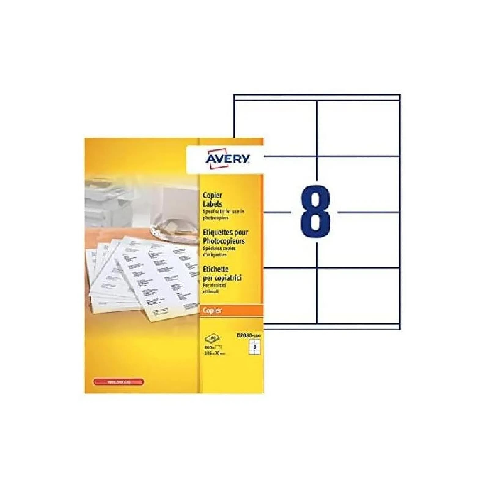 AVERY Boîte de 800 étiquettes copieur 105X70 blanc DP080-100