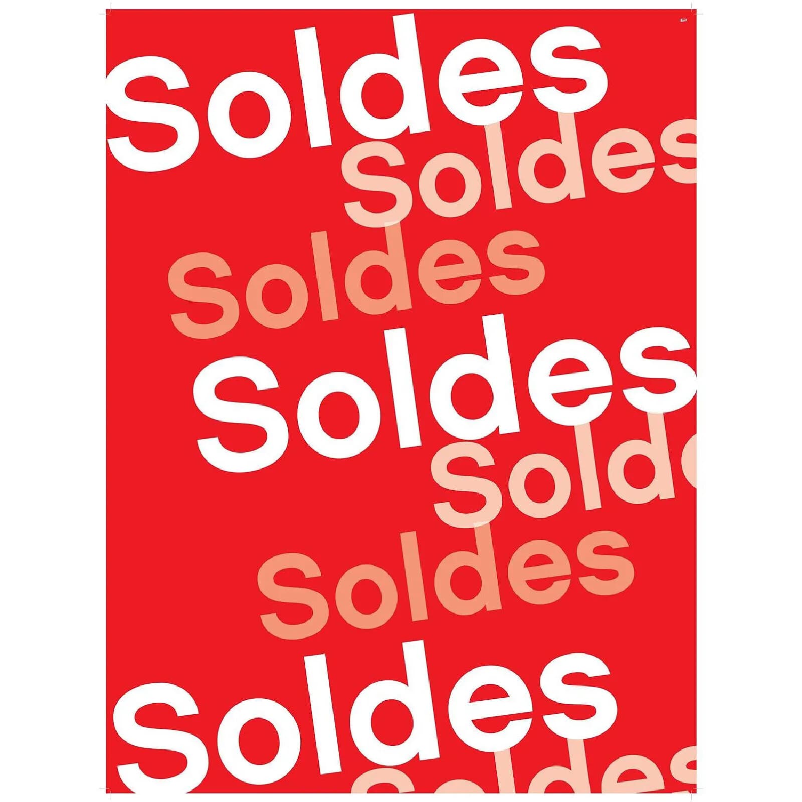 APLI Affiche SOLDES 60x80 cm Blanc sur Rouge