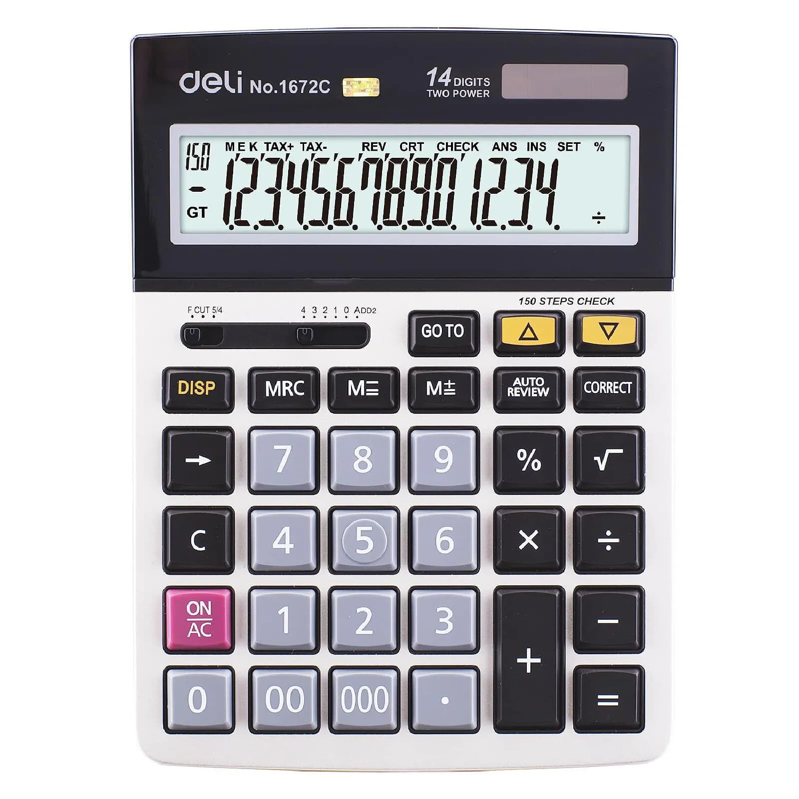 DELI Calculatrice bureau métal 14 chiffres 150 contrôles
