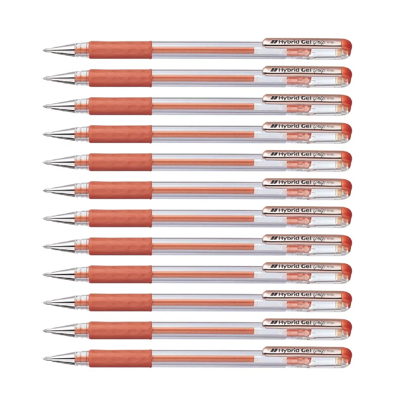 PENTEL Roller encre gel métallique Hybrid Gel Grip, Bronze x 12