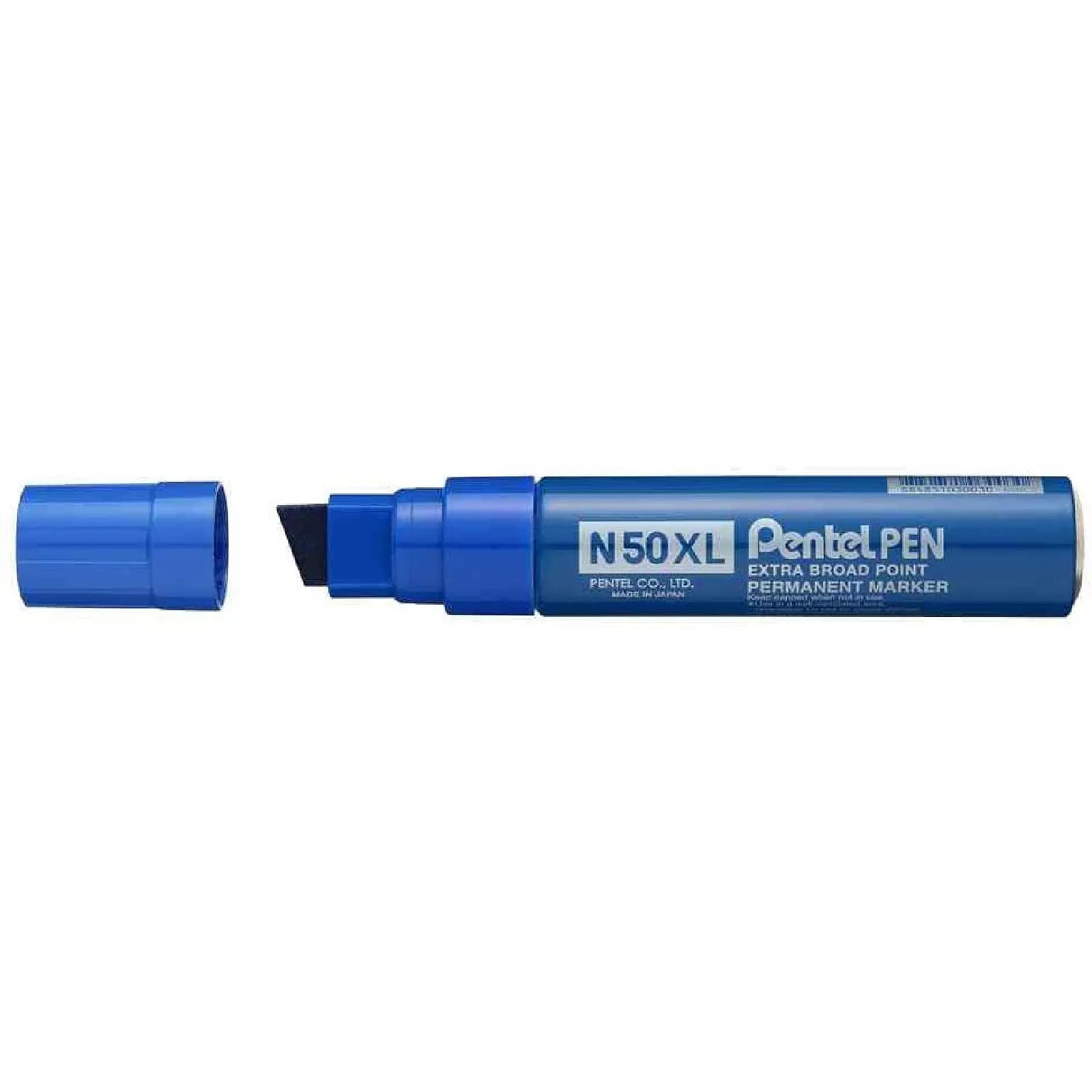 PENTEL Marqueur permanent N50XL, pointe biseautée, bleu x 6