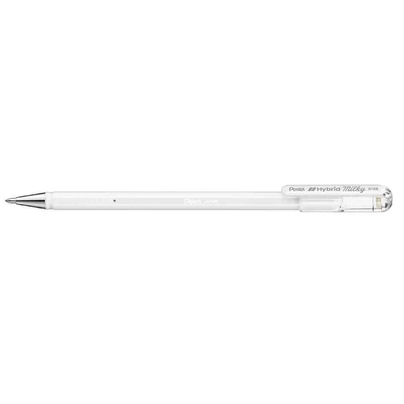 PENTEL Stylo roller à encre gel Hybrid Milky Pastel blanc x 12