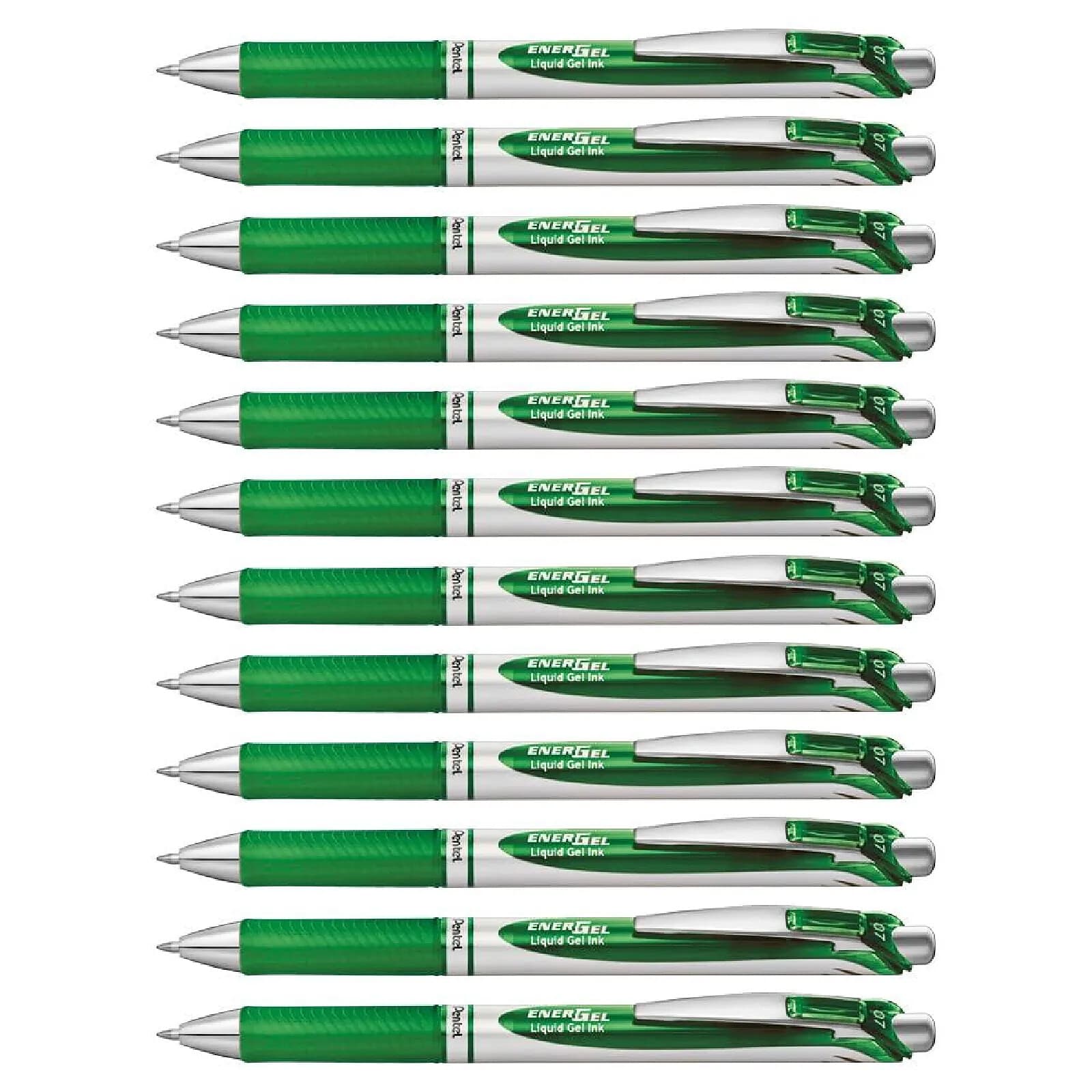 PENTEL Stylo Roller encre gel rétractable ENERGEL BL77 Pointe 0,7 mm vert x 12