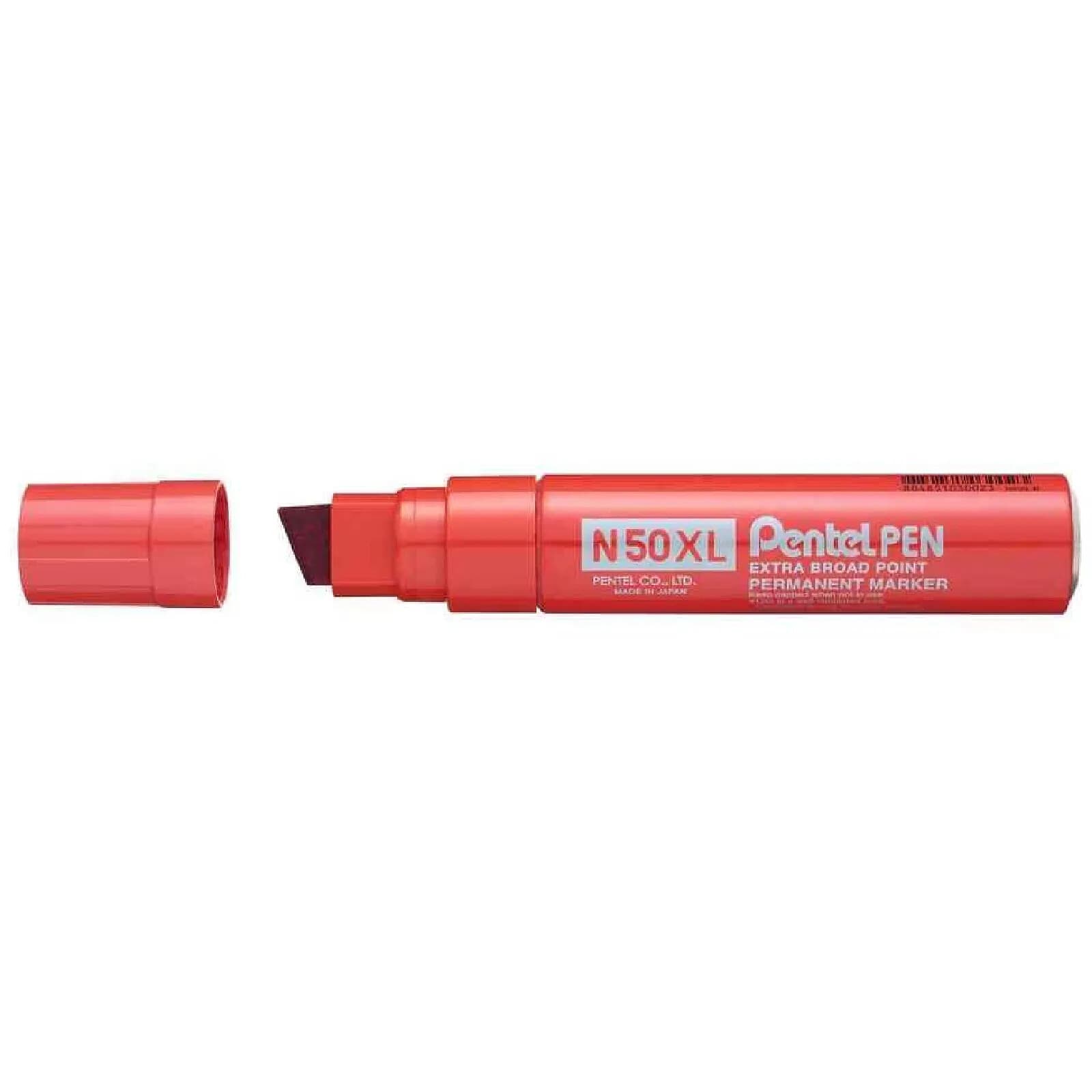PENTEL Marqueur permanent N50XL, pointe biseautée, rouge x 6
