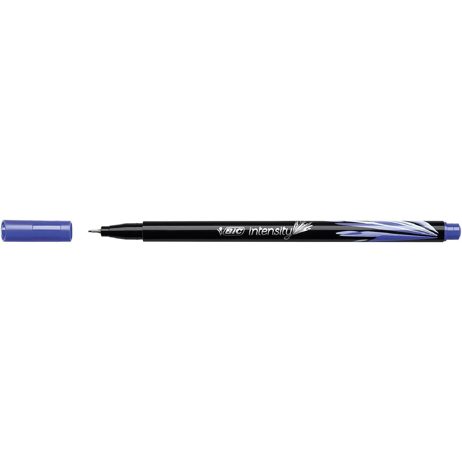 BIC Stylo feutre Fineliner Intensity pointe baguée métal fine 0,4mm bleu x 12