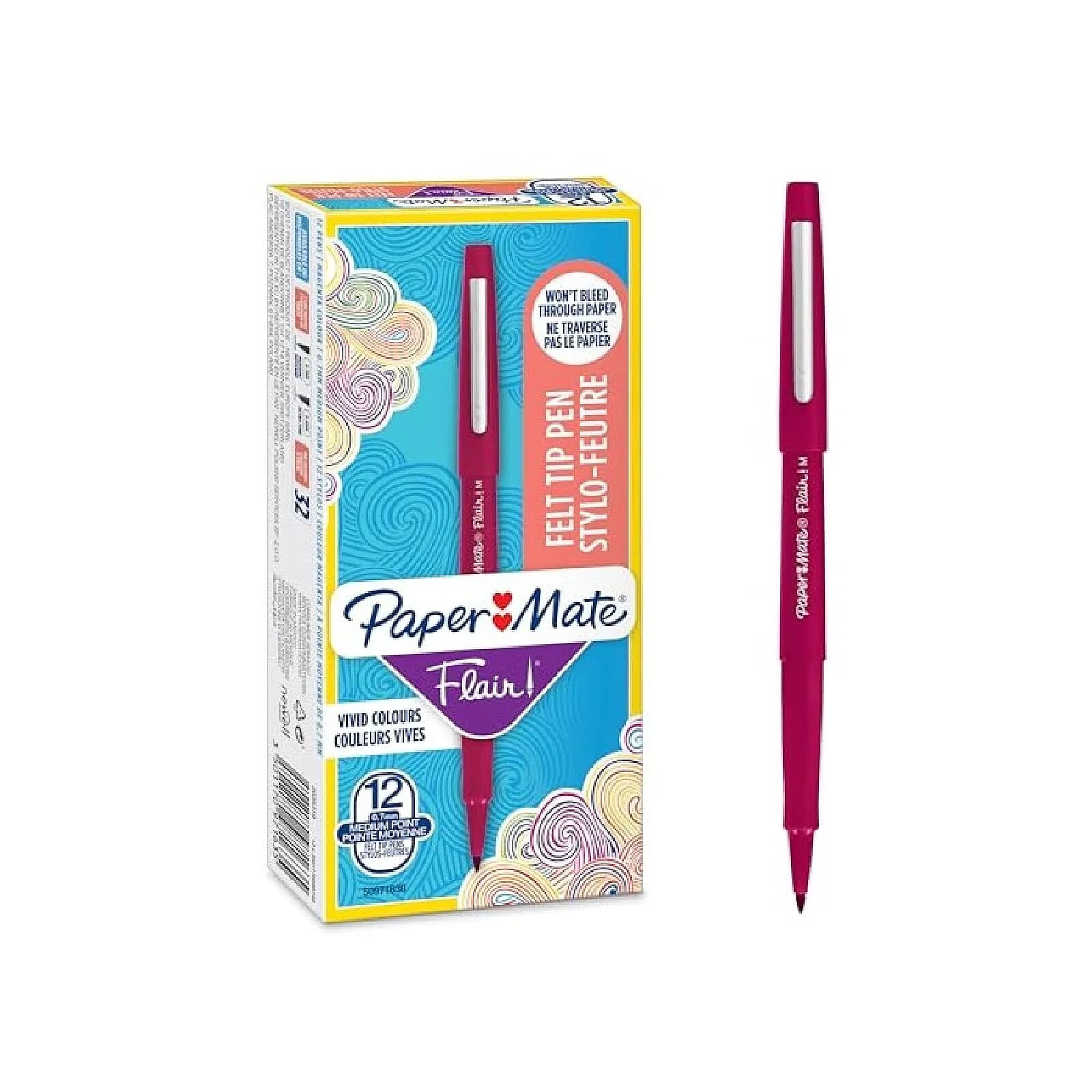 PAPER MATE Stylo Feutre Flair Original Nylon pointe Moyenne magenta x 12