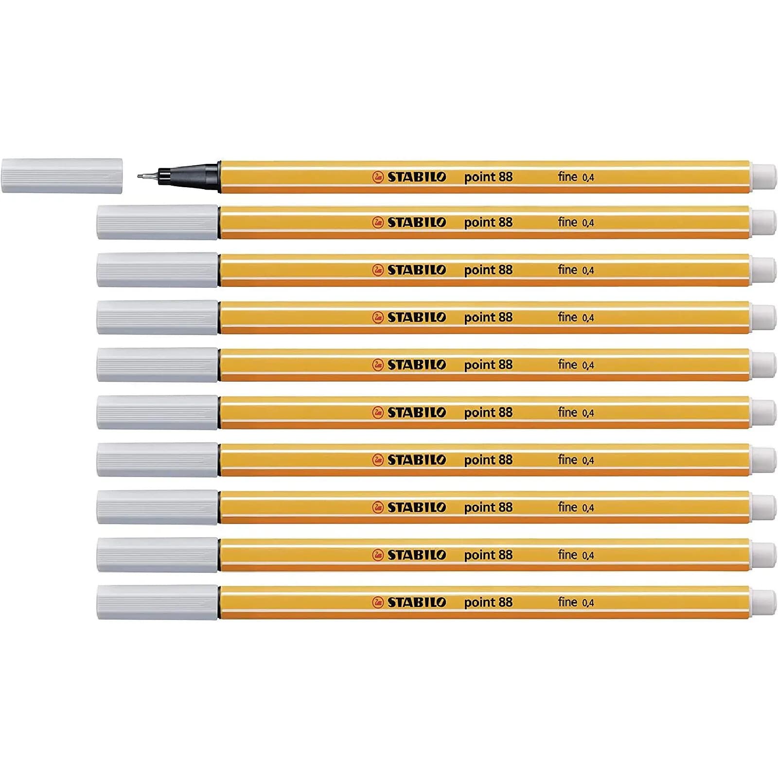 STABILO Stylo-Feutre POINT 88 Pointe Fine 0,4 mm gris clair x 10