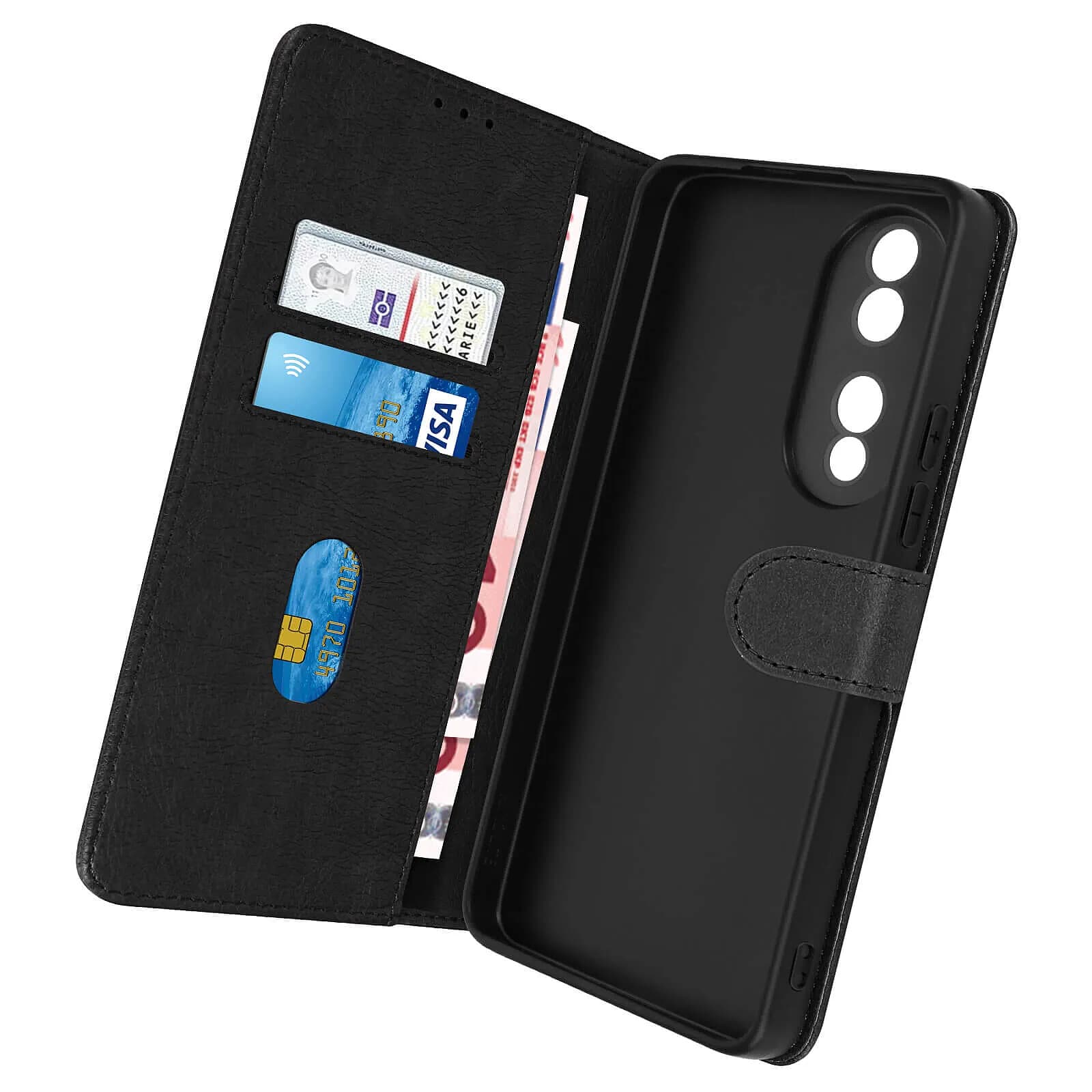 Avizar Étui Portefeuille pour Honor 70 Chesterfield Grainé Fonction Stand