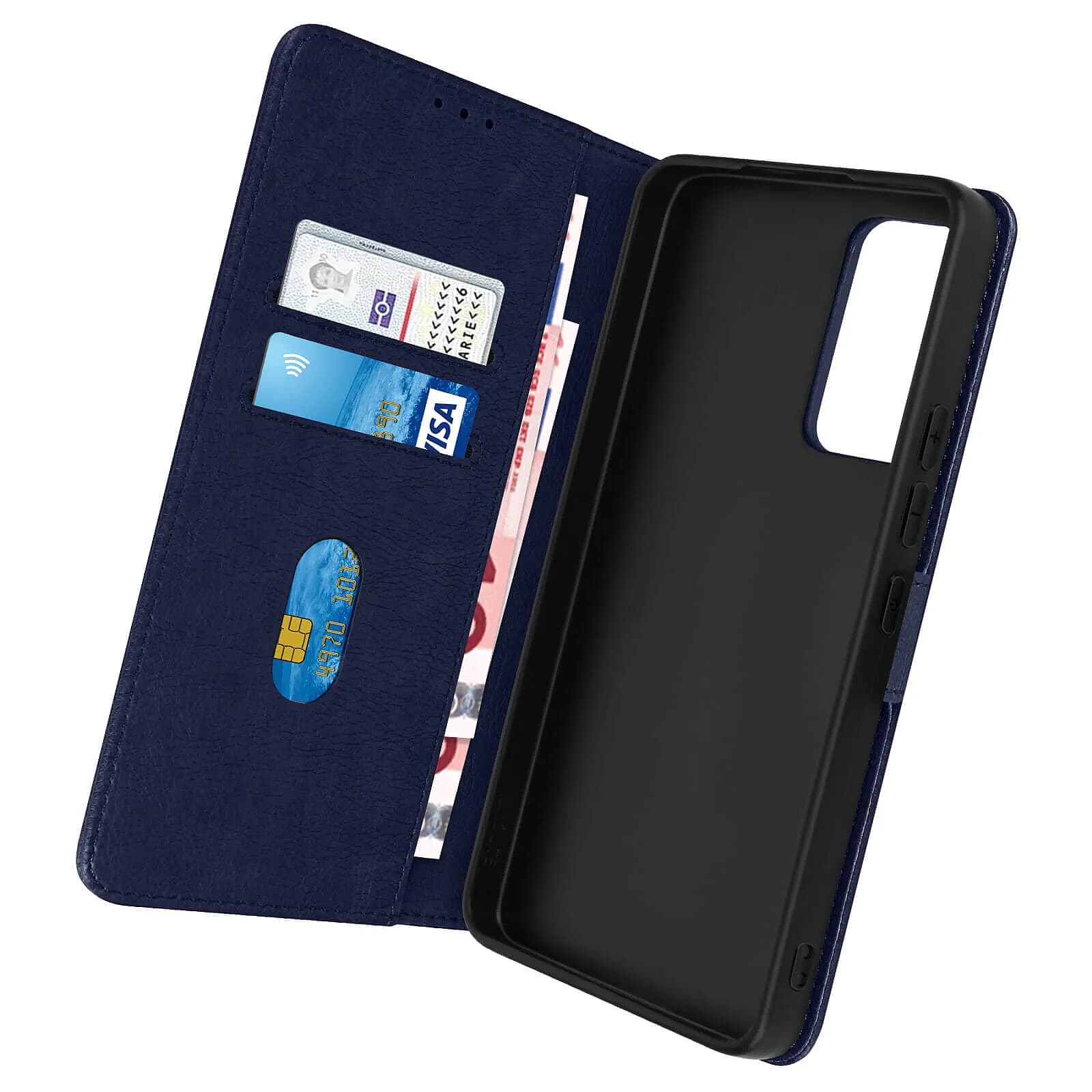 Housse pour Xiaomi 12T et 12T Pro Clapet Portefeuille Fonction Support Bleu nuit
