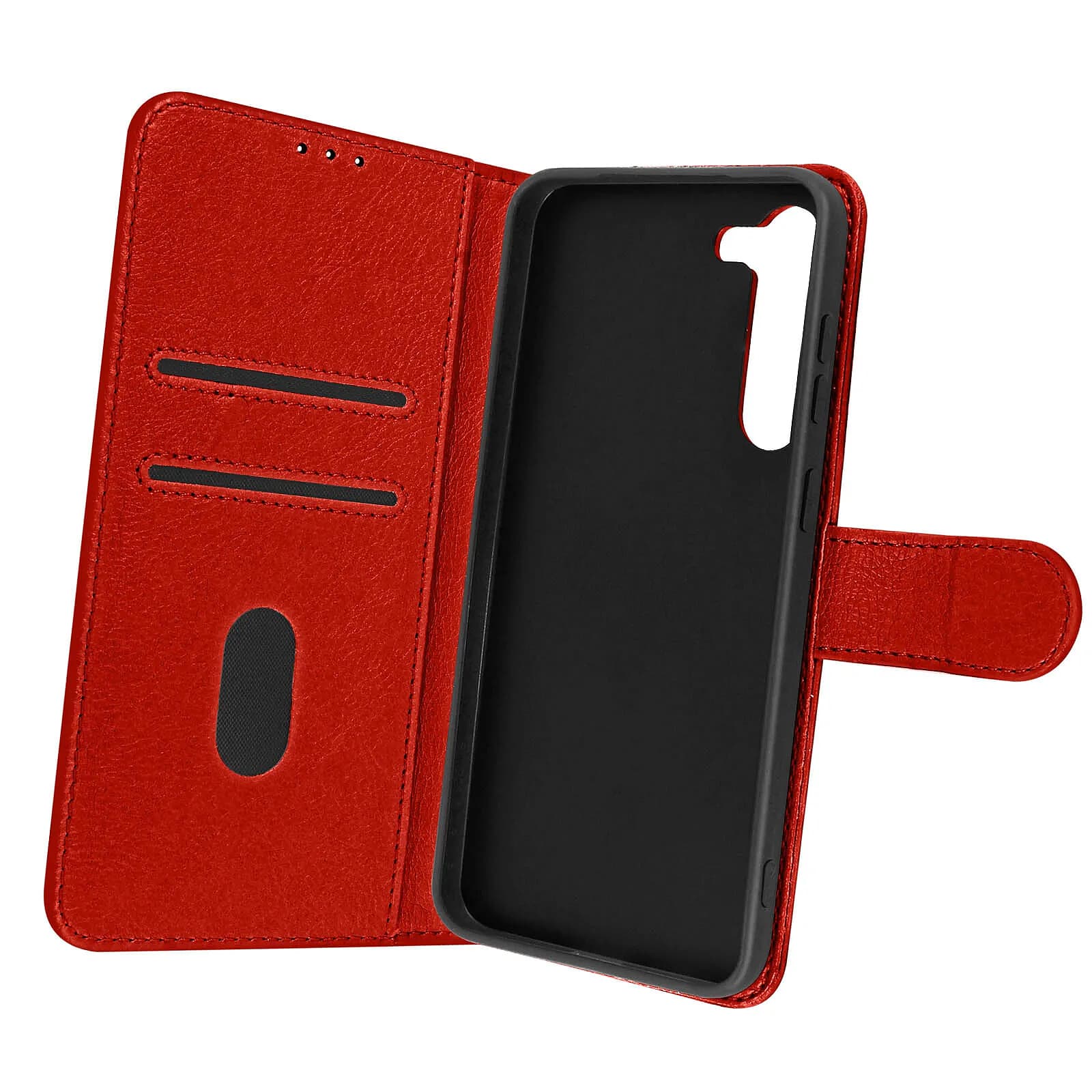 Avizar Housse Samsung Galaxy S23 Plus Clapet Portefeuille Fonction Support Vidéo rouge Chesterfield