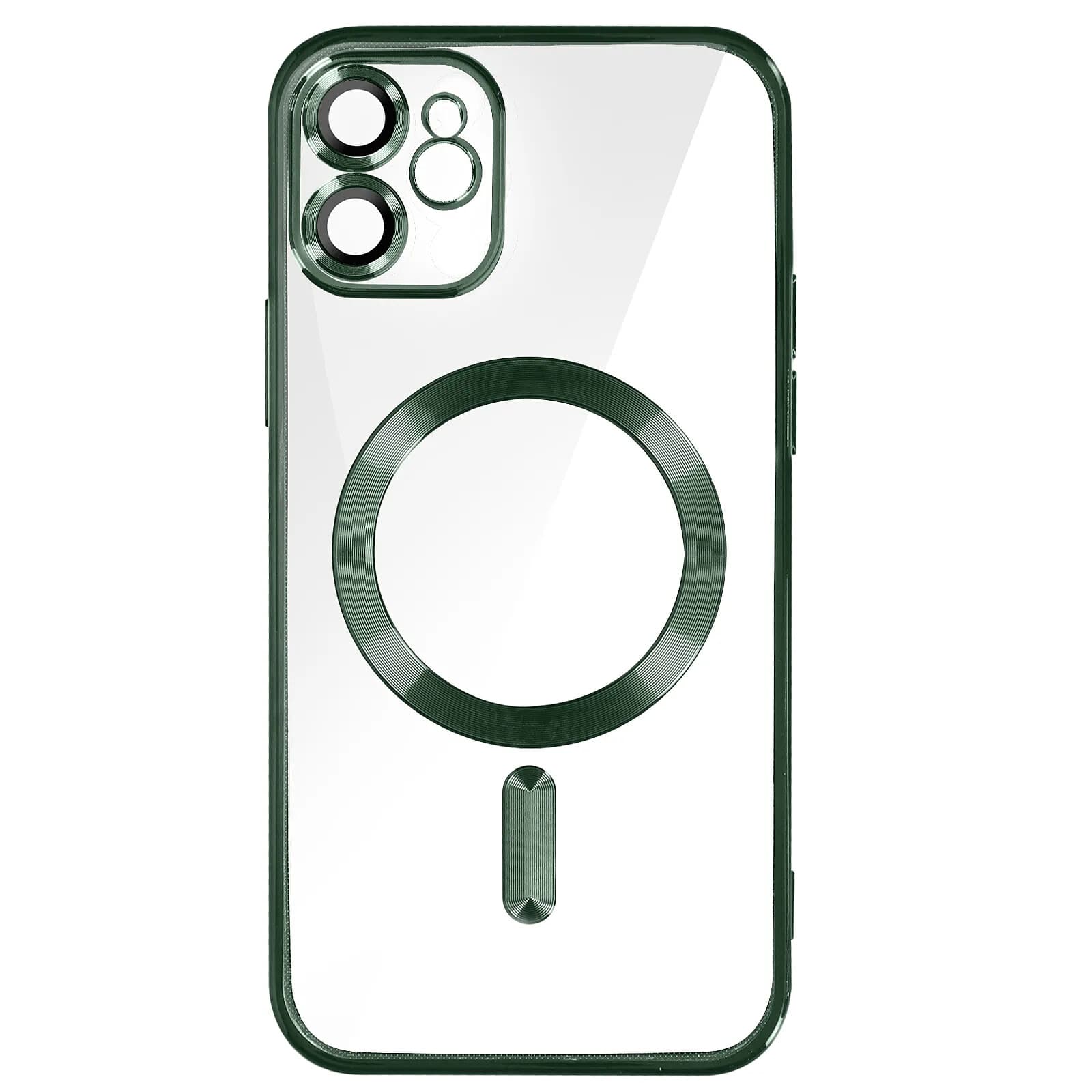 Avizar Coque MagSafe pour iPhone 11 Silicone Protection Caméra Contour Chromé