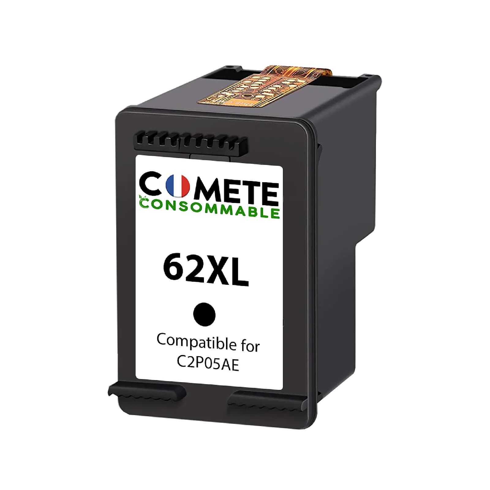 COMETE - 62XL - 1 cartouche compatible HP 62 XL 62 XL - Noir - Marque française