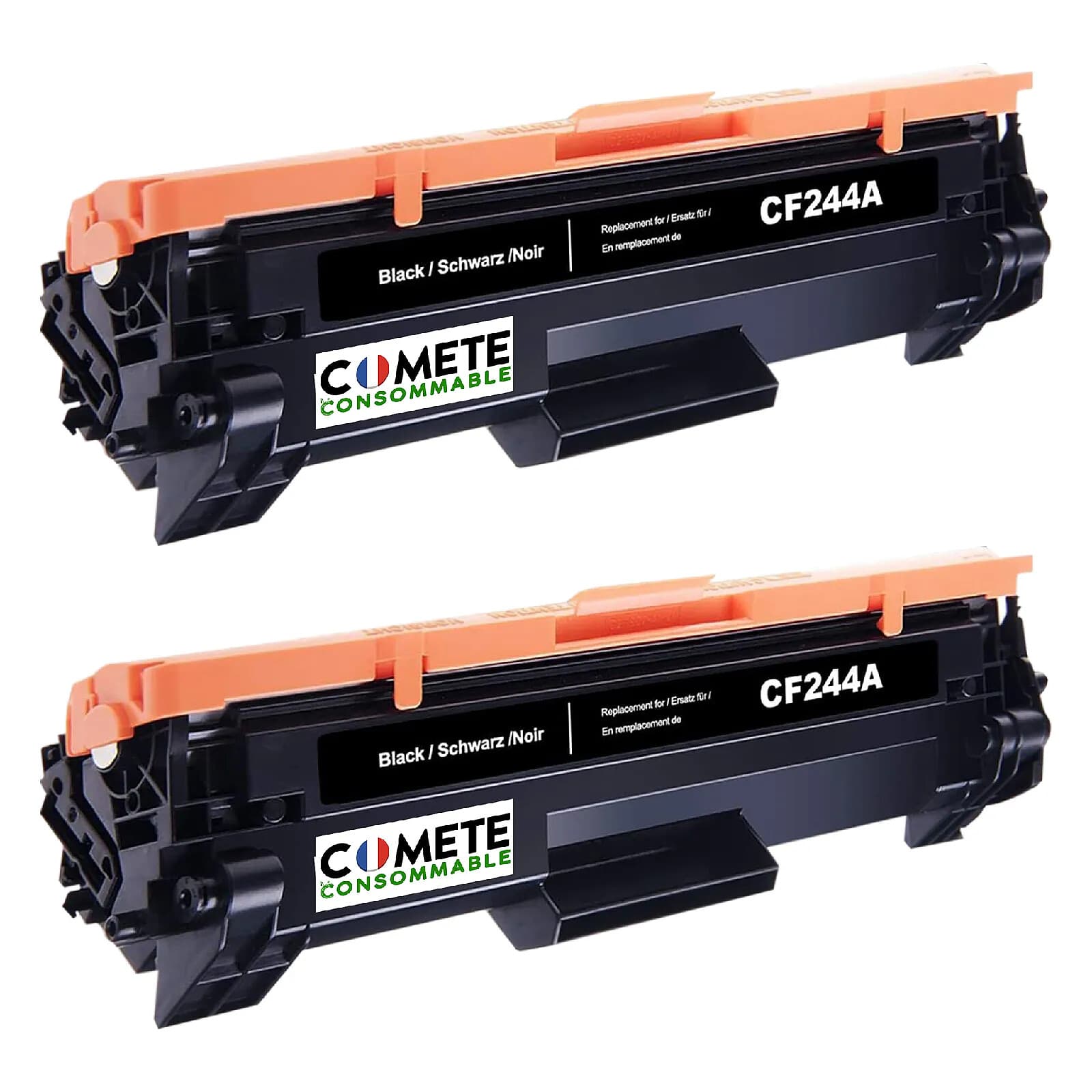 COMETE - Marque Française - 44 A - 2 Cartouche de Toner compatible avec HP CF244A HP 44A - 2 Noir