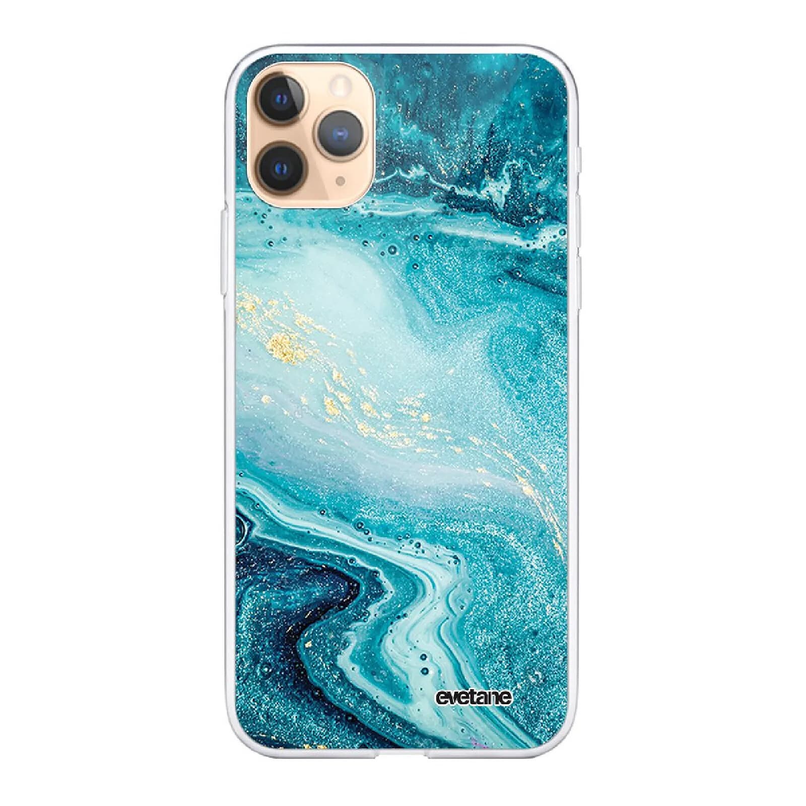 Evetane Coque iPhone 11 Pro 360 intégrale transparente Motif Bleu Nacré Marbre Tendance .