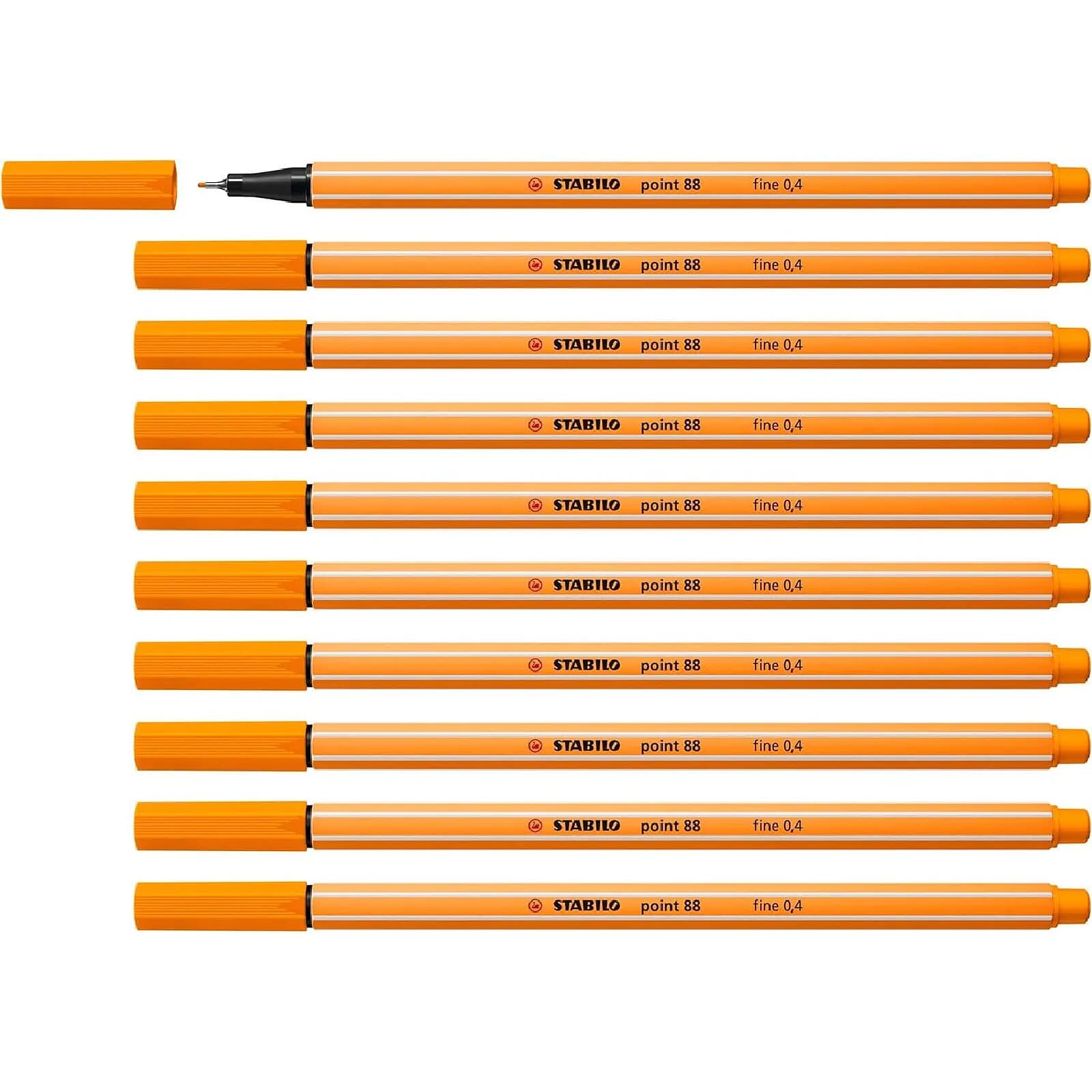 STABILO Stylo-Feutre POINT 88 Pointe Fine 0,4 mm orange x 10