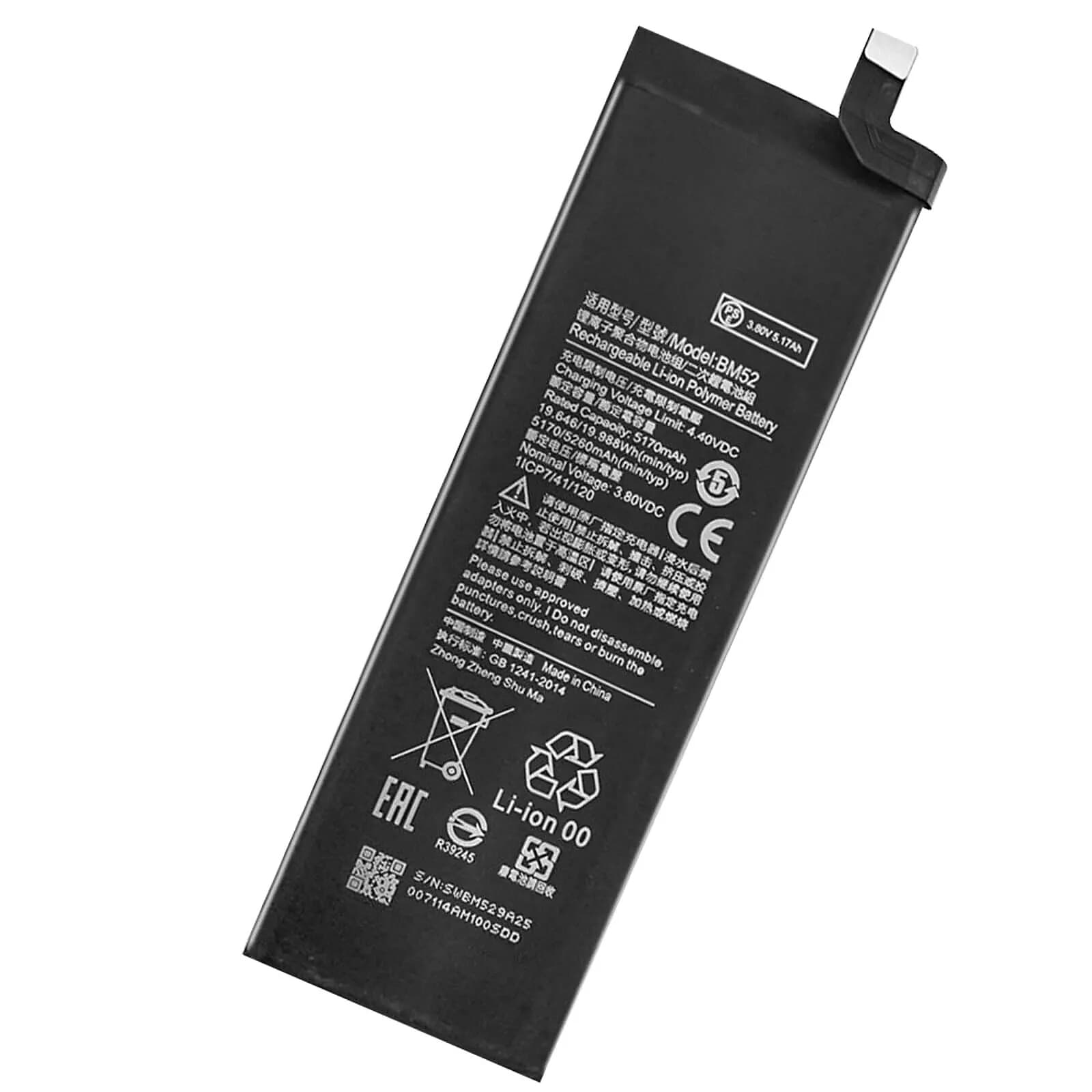 Clappio Batterie pour Xiaomi Mi Note 10, Note 10 Lite et Note 10 Pro 5260mAh