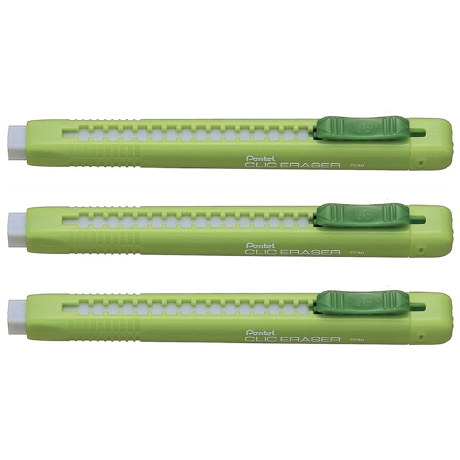 PENTEL Stylo gomme CLIC ERASER, Corps Vert Clair x 3