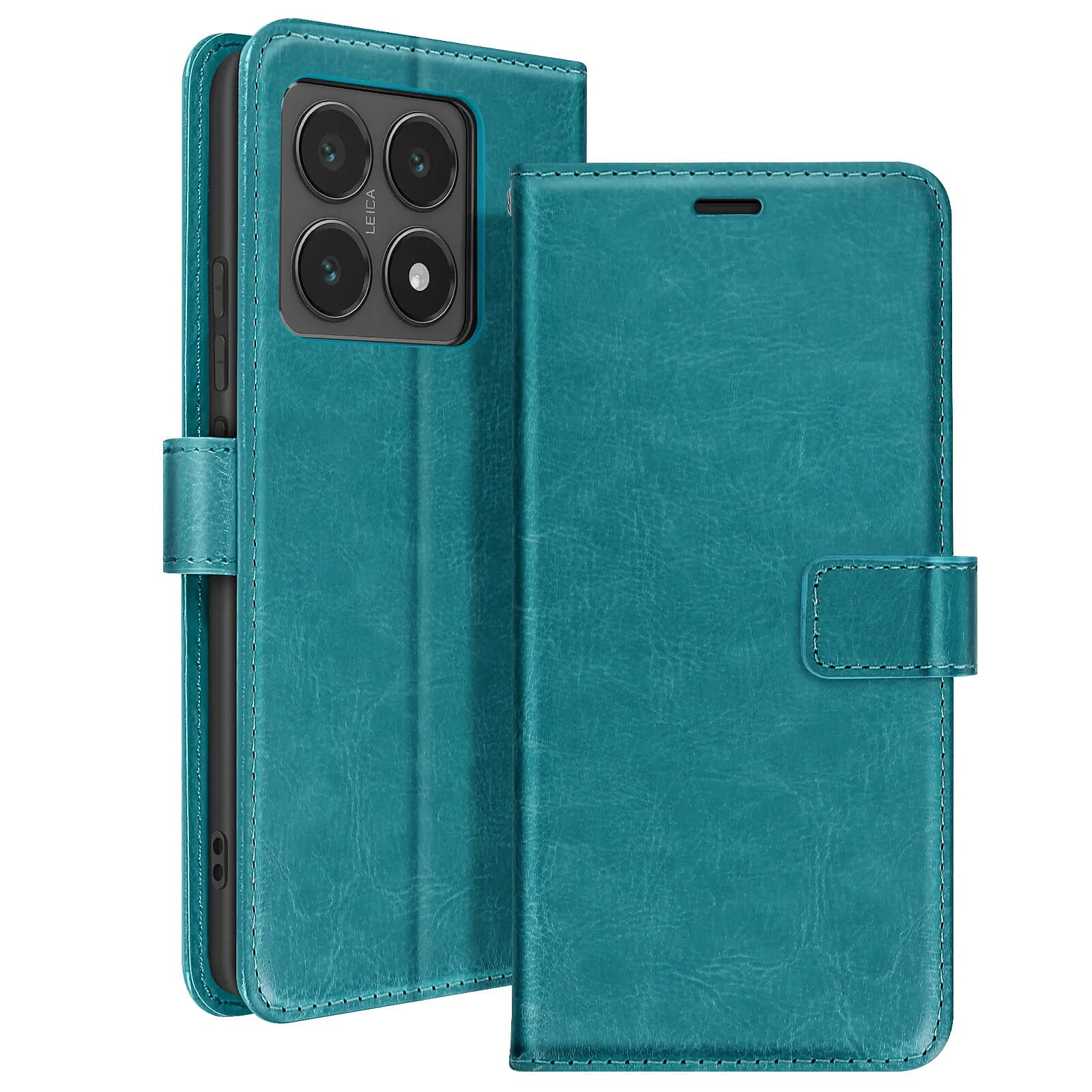 Mayaxess Étui pour Xiaomi 14T Portefeuille avec Dragonne Turquoise