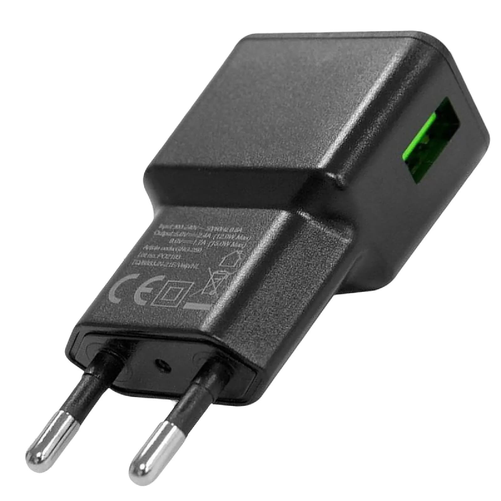 Partel Chargeur Secteur Double USB-A 12W 2.4A Grab'N Go Compact et Léger Noir