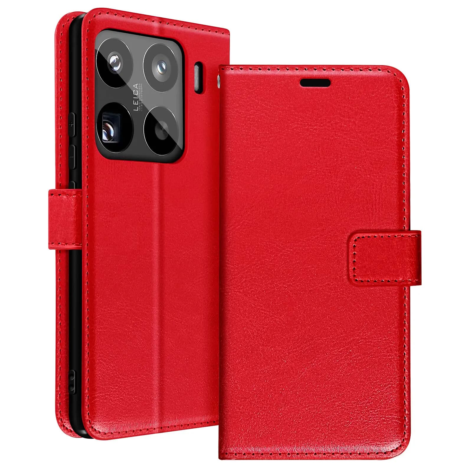 Mayaxess Étui pour Xiaomi 15 Pro Portefeuille avec Dragonne Rouge