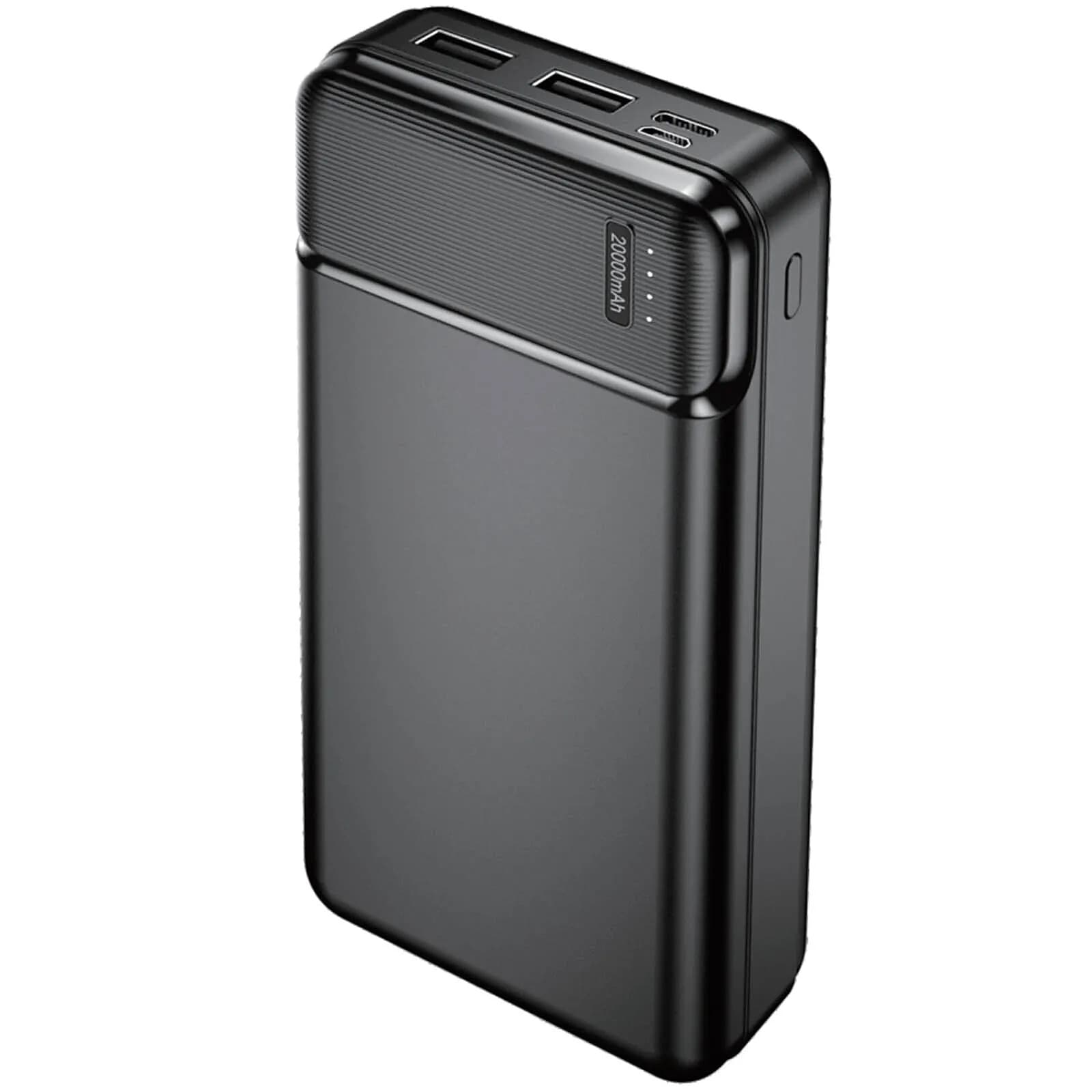 Maxlife Batterie de Secours 20000mAh 2 Sorties USB 2.4A Compact et Léger Noir