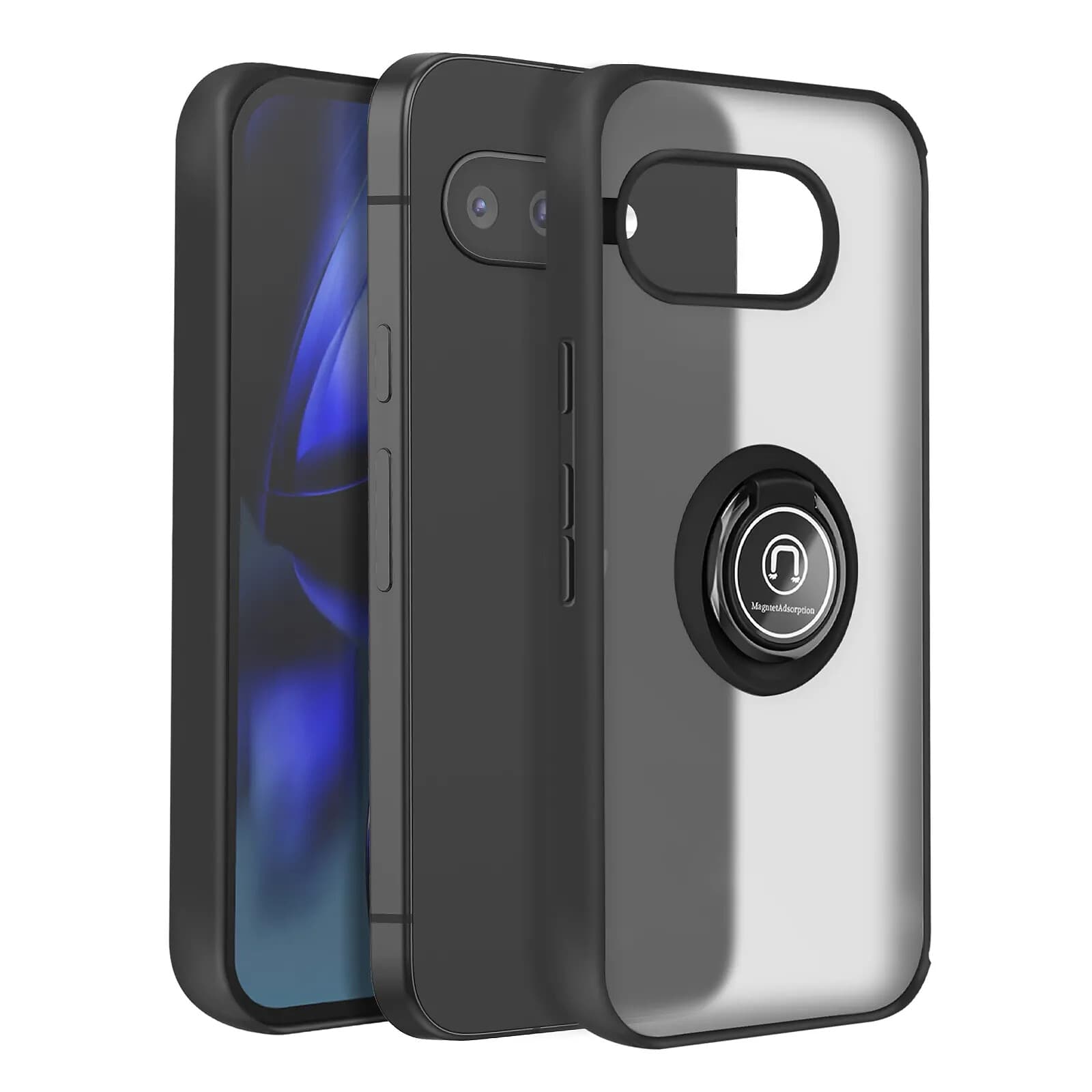 Avizar Coque pour Google Pixel 9a Bague Magnétique Dos Translucide