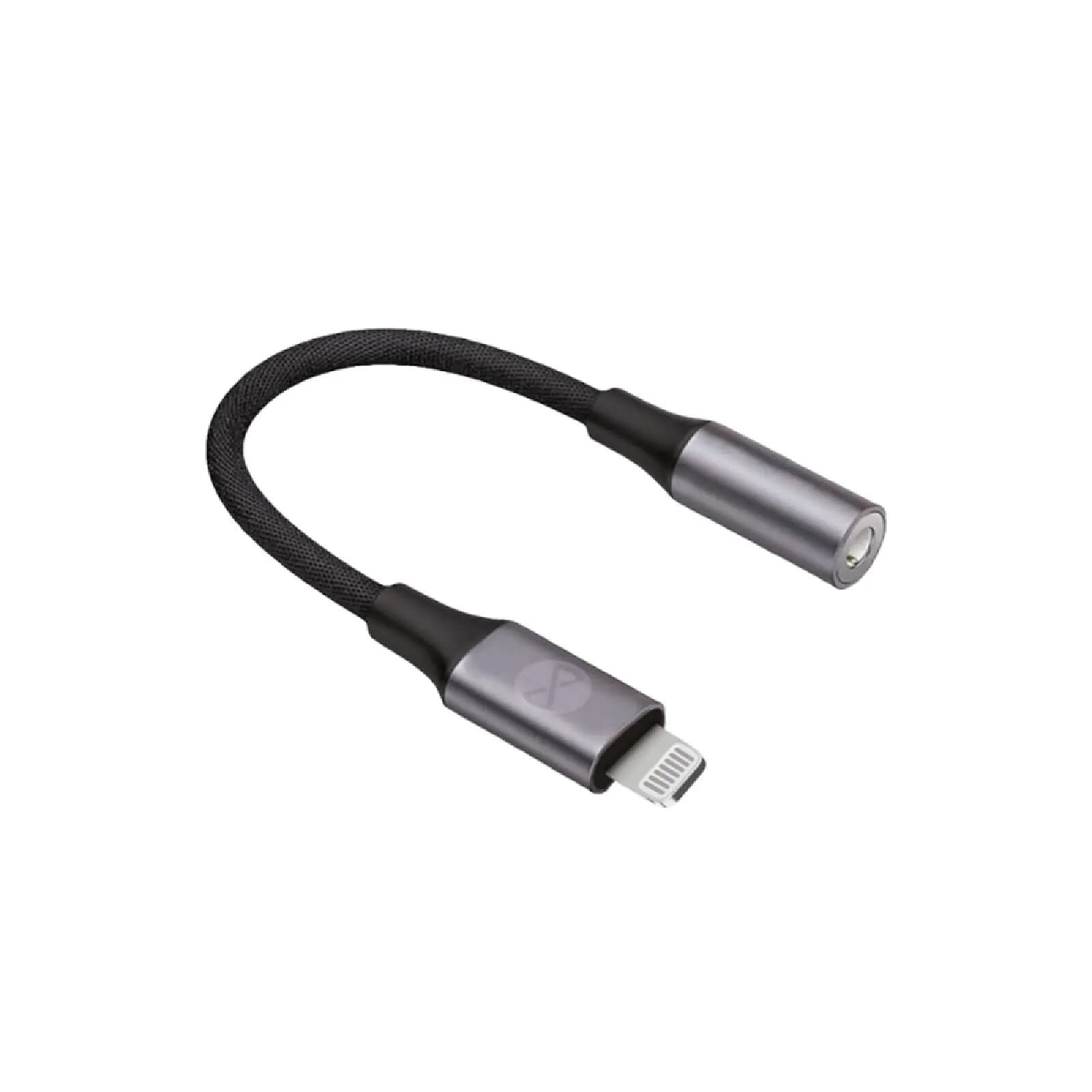 Forever Adaptateur Audio Lightning Mâle vers Jack 3.5mm Femelle Noir
