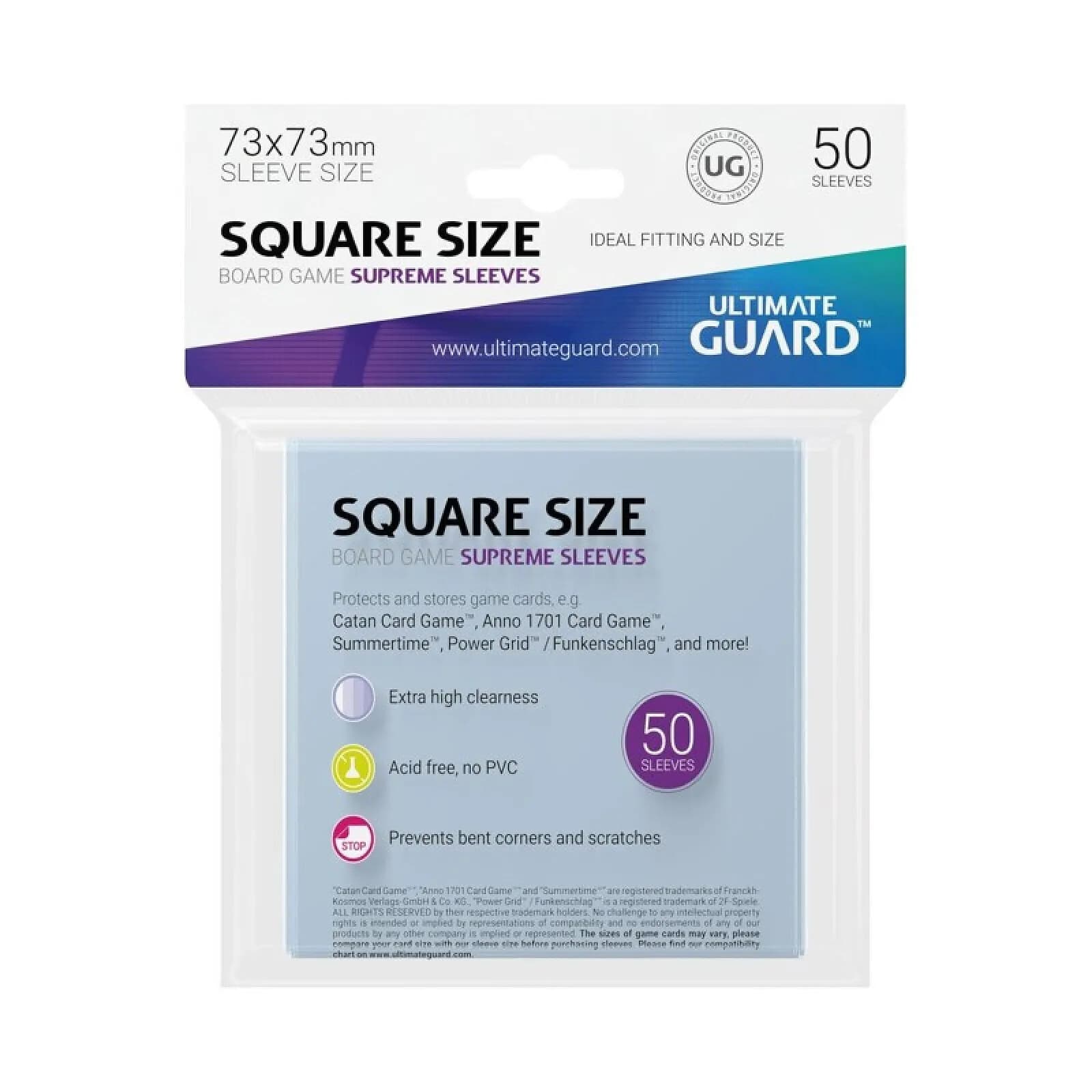 Ultimate Guard - 50 pochettes Supreme Sleeves jeux de plateau au format carré