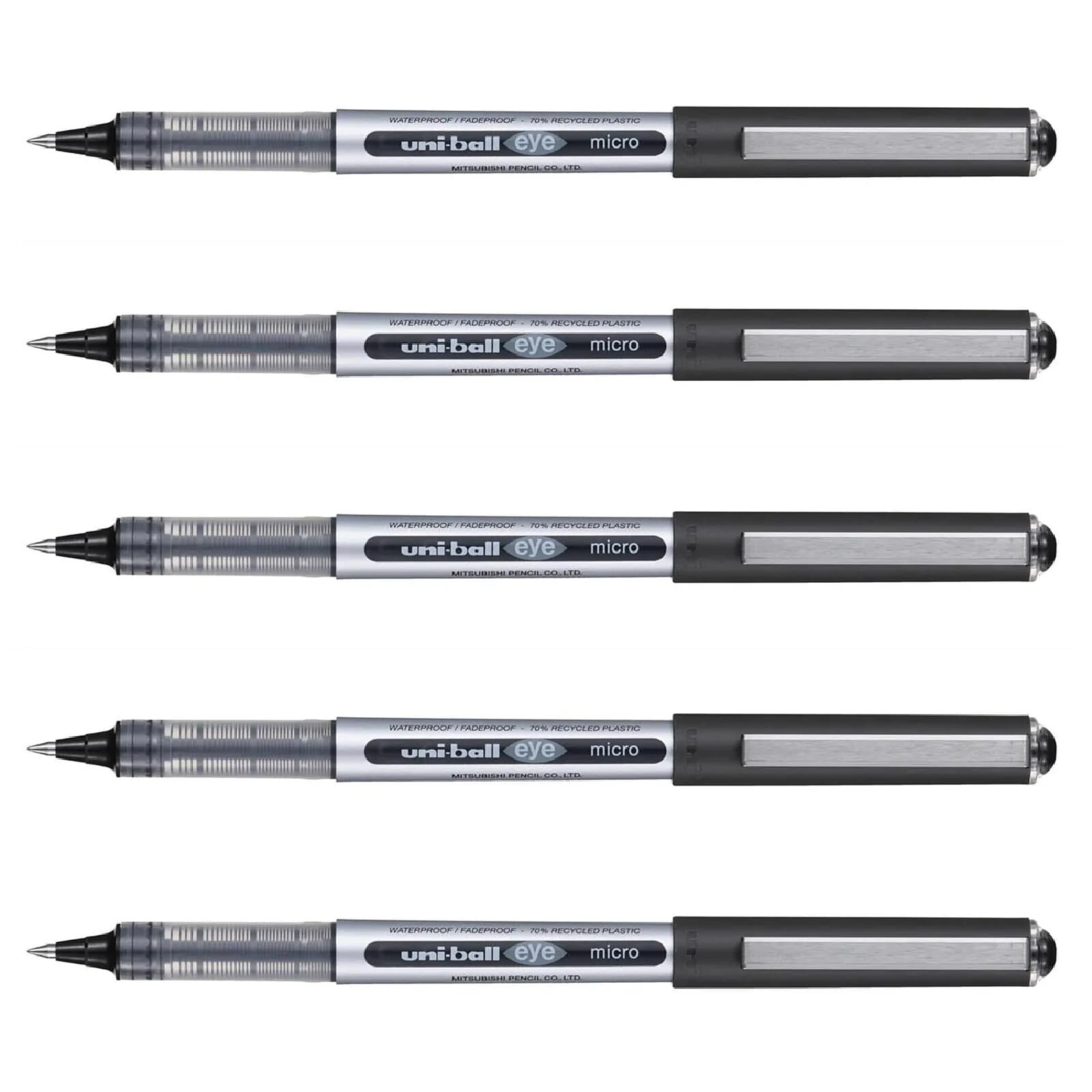UNI-BALL Stylo Roller Encre Liquide Recyclé EYE Micro UB150E Pointe Fine Noir x 5