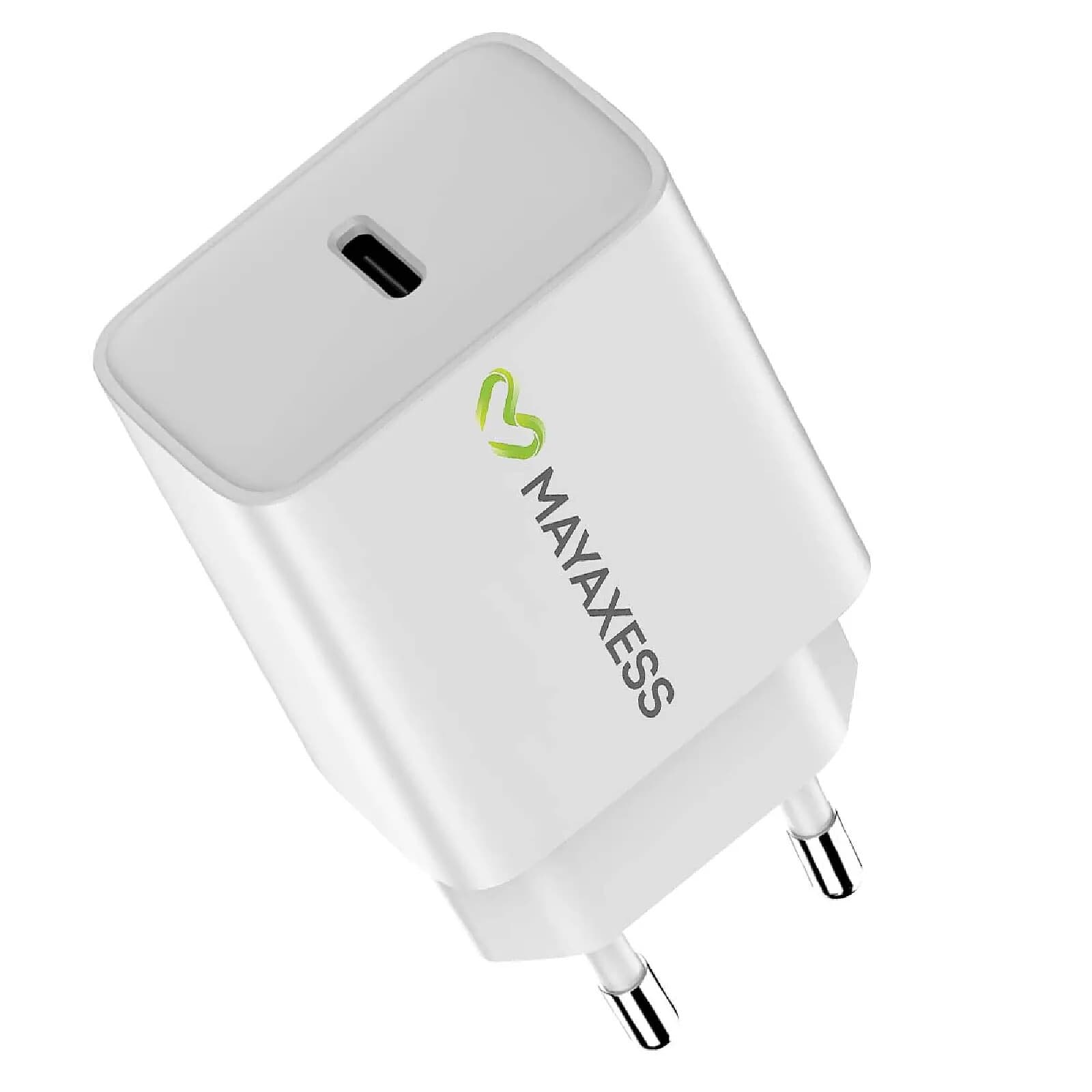 Mayaxess Chargeur USB-C Rapide 20W pour Samsung Galaxy S25 FE Blanc