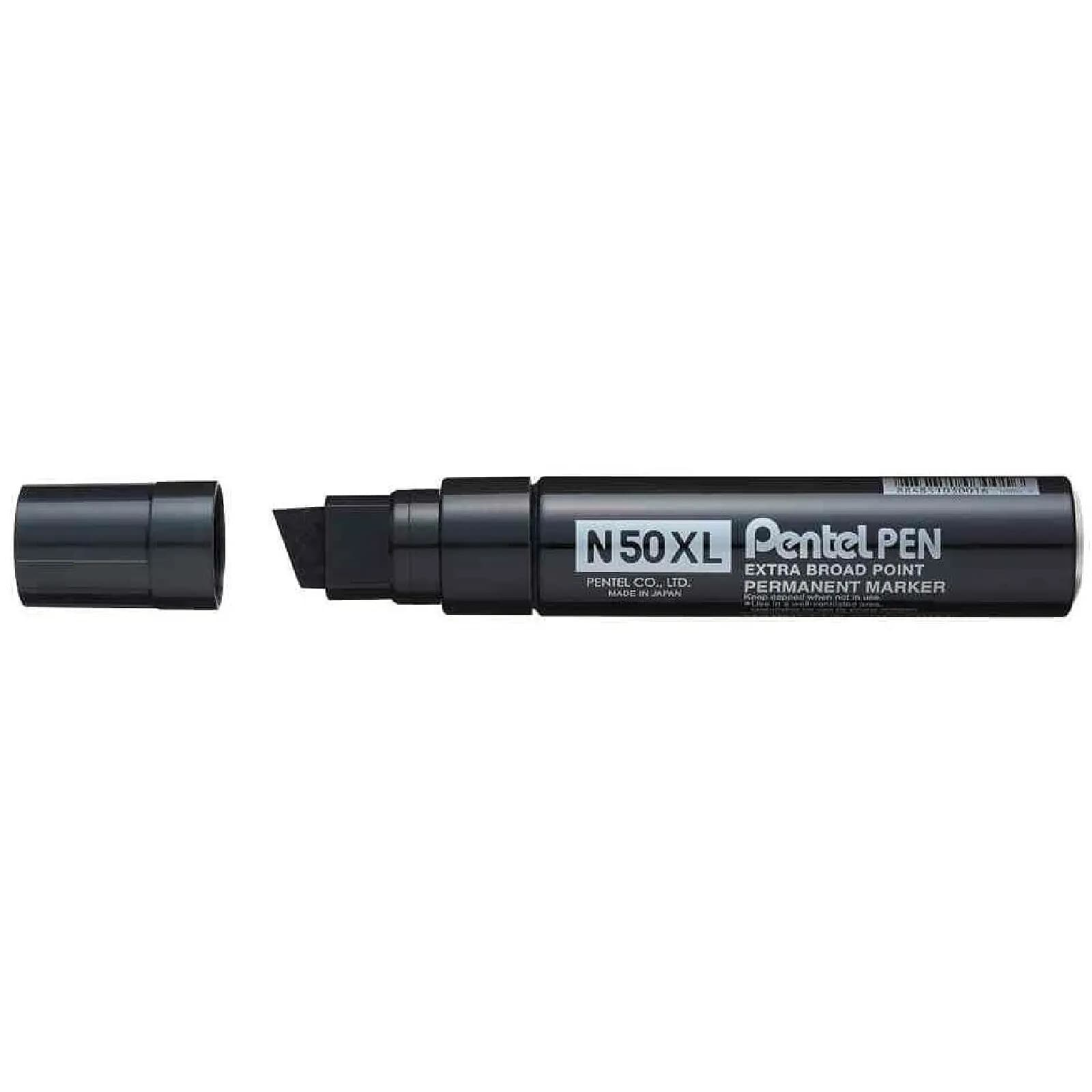 PENTEL Marqueur permanent N50XL Corps Aluminium Pointe biseautée 17 mm Noir