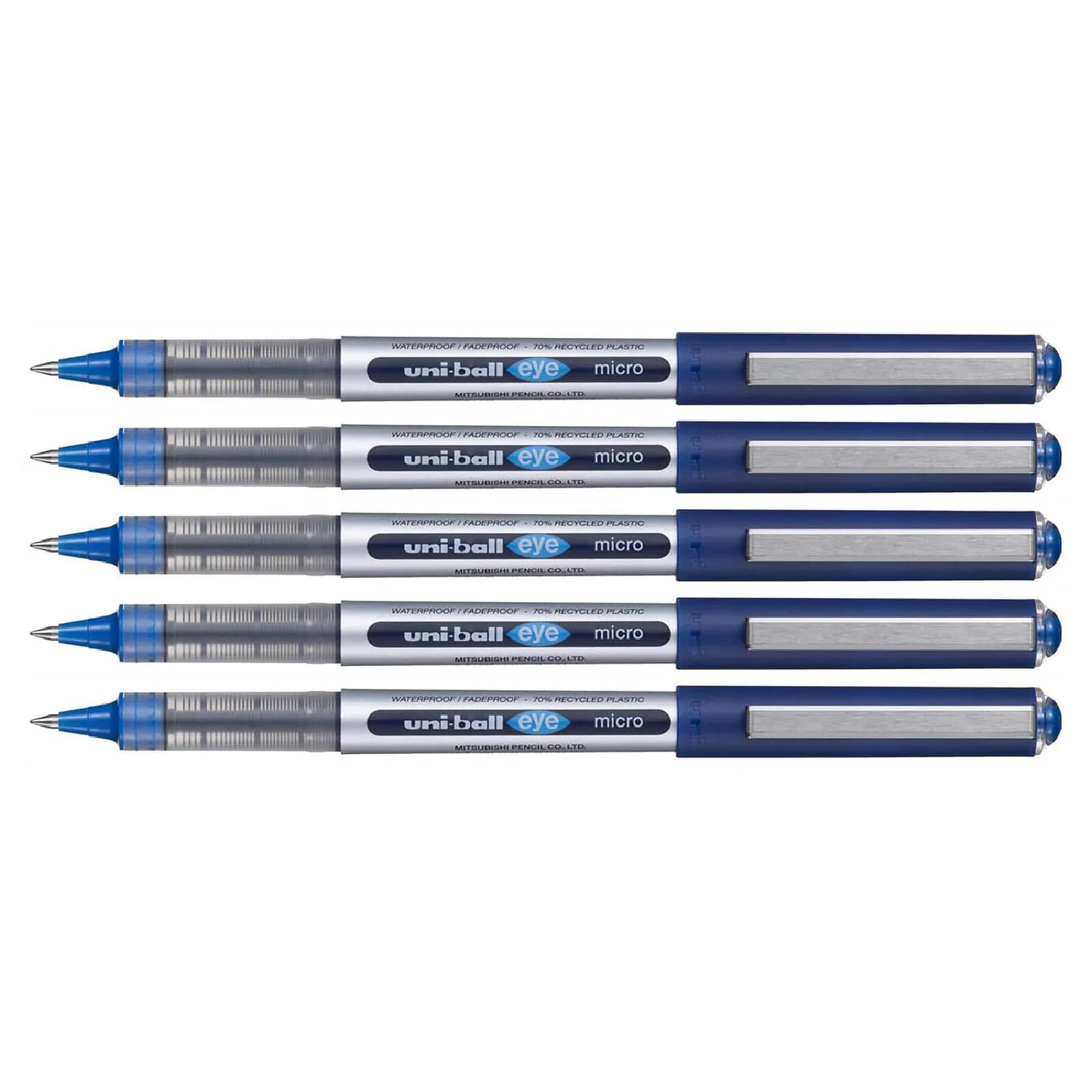 UNI-BALL Stylo Roller Encre Liquide Recyclé EYE Micro UB150E Pointe Fine Bleu x 5