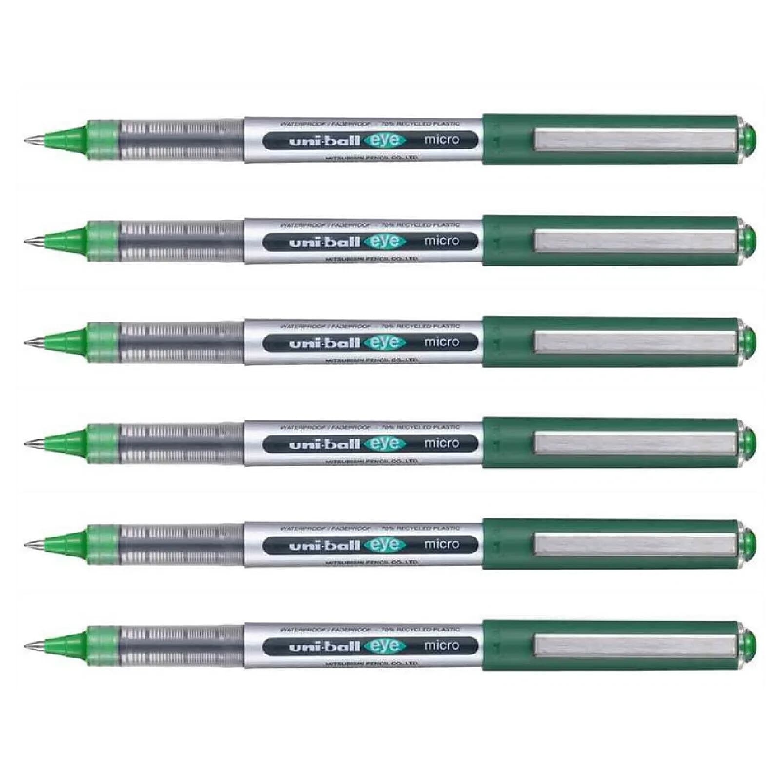 UNI-BALL Stylo Roller Encre Liquide Recyclé EYE Micro UB150E Pointe Fine Vert x 6