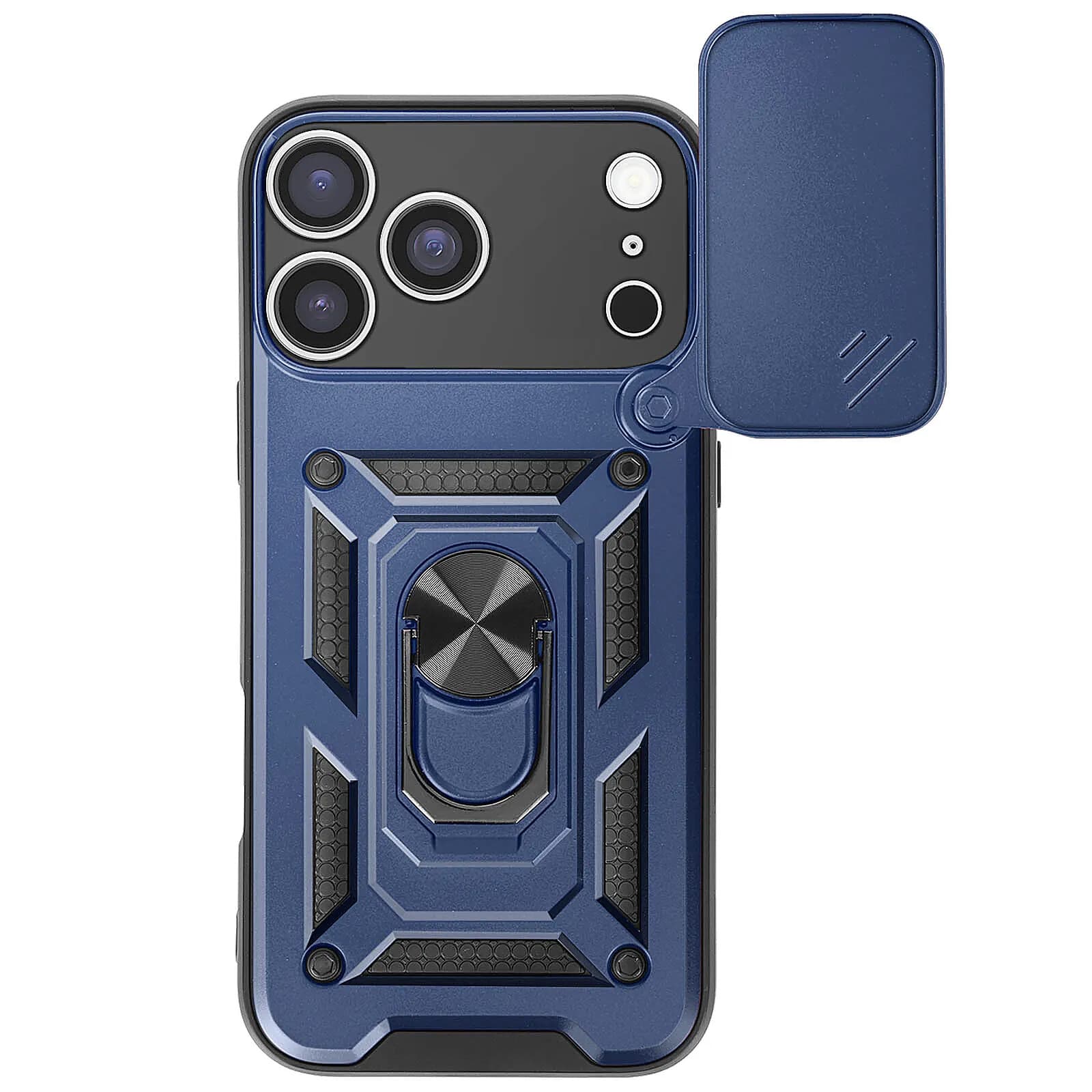 Mayaxess Coque pour iPhone 17 Pro Max avec Anneau Rotatif Magnétique et Cache Caméra Bleu nuit