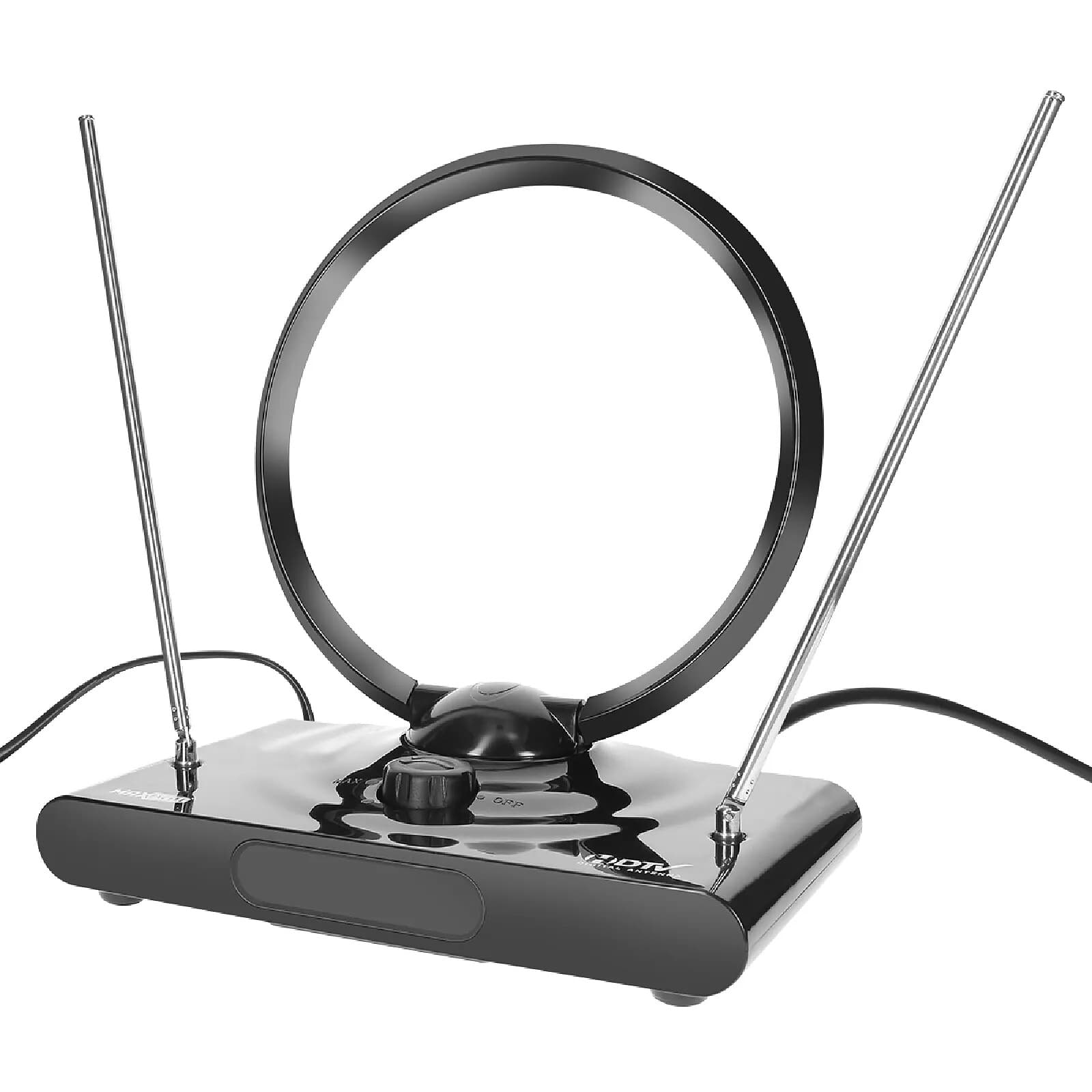 Max excell Antenne TV Ronde Numérique HDTV 38 dBi Réception TNT / DVB-T Ultra Puissante Noir