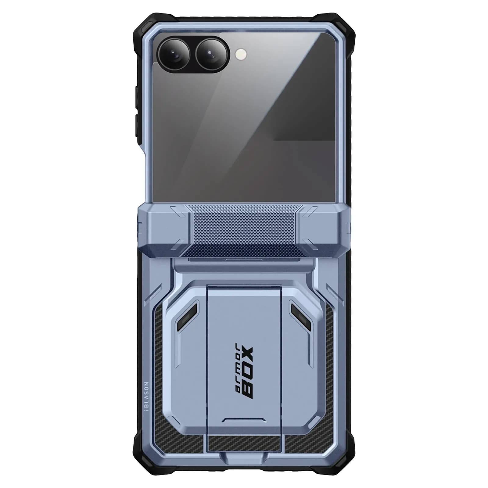 I-Blason Coque pour Galaxy Z Flip 7 Modèle Armorbox avec Verre trempé et Clip Ceinture Bleu