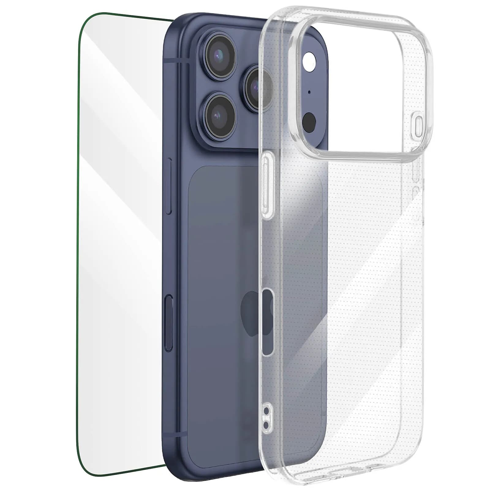 Mayaxess Pack de Protection Coque + Verre trempé pour iPhone 17 Pro Transparent