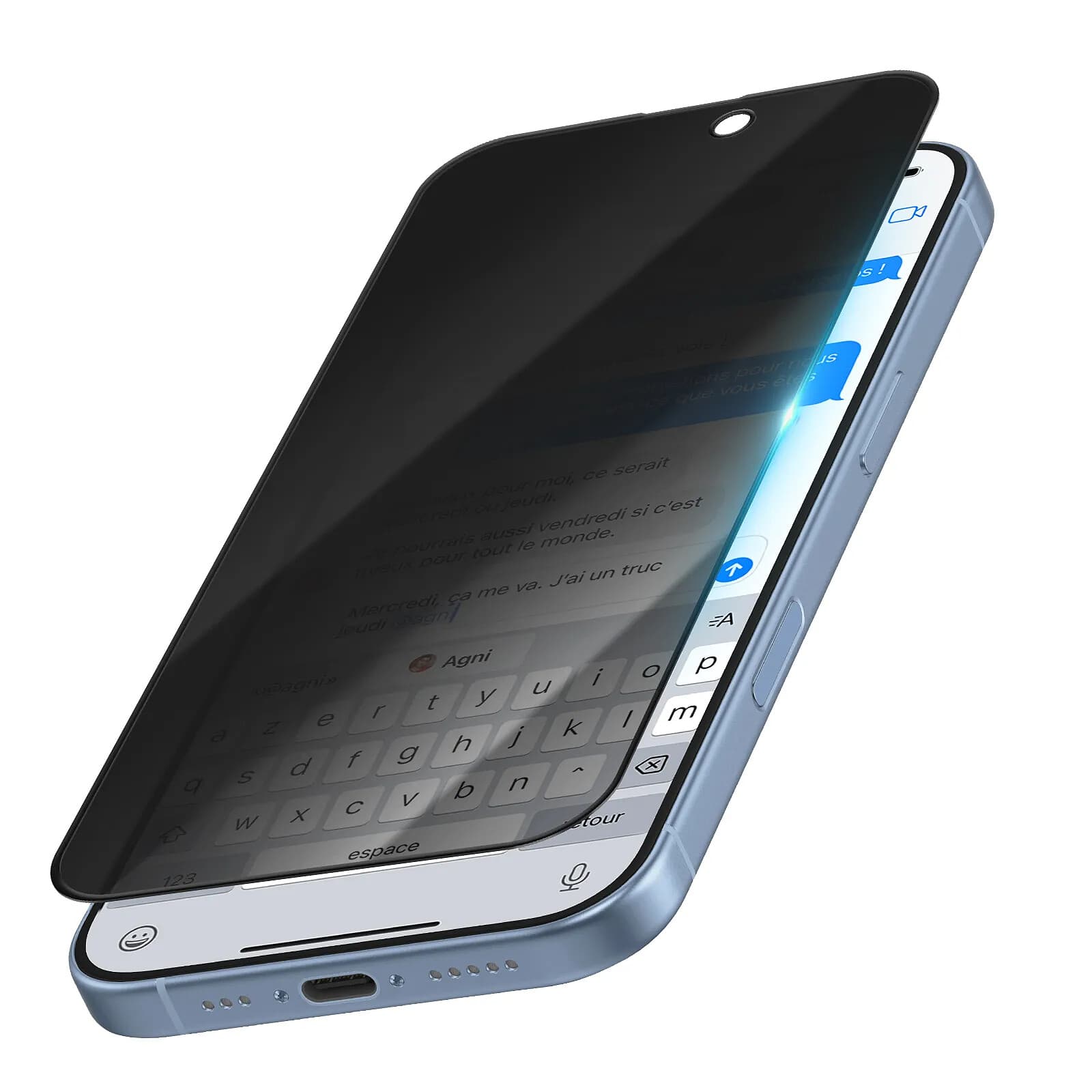 Tactical Protection d'Écran pour iPhone 17 Anti-Espion en Verre Trempé 5D Noir transparent