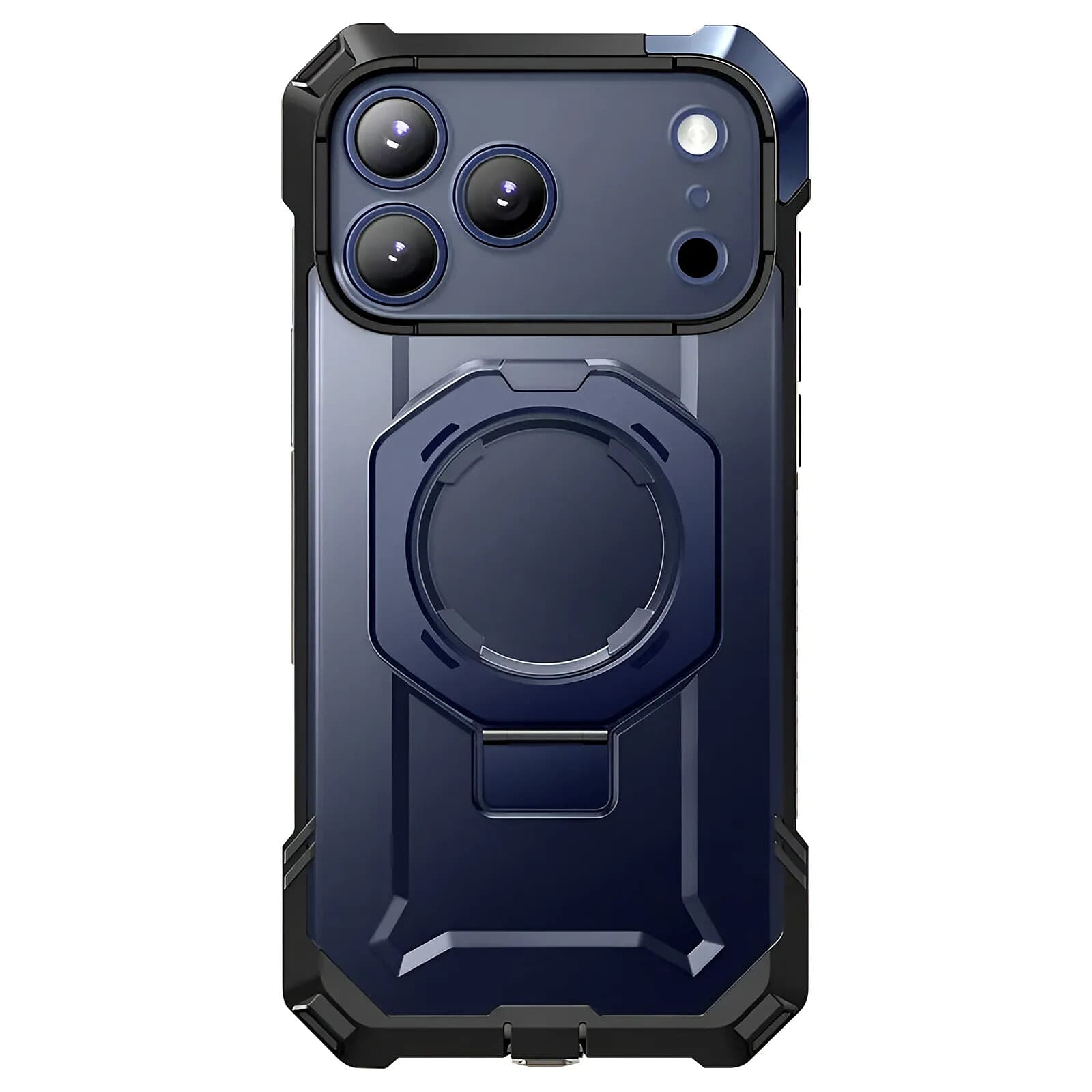 Supcase Coque MagSafe pour iPhone 17 Pro avec Béquille Antichoc 4.5m Bouton Photo Bleu nuit