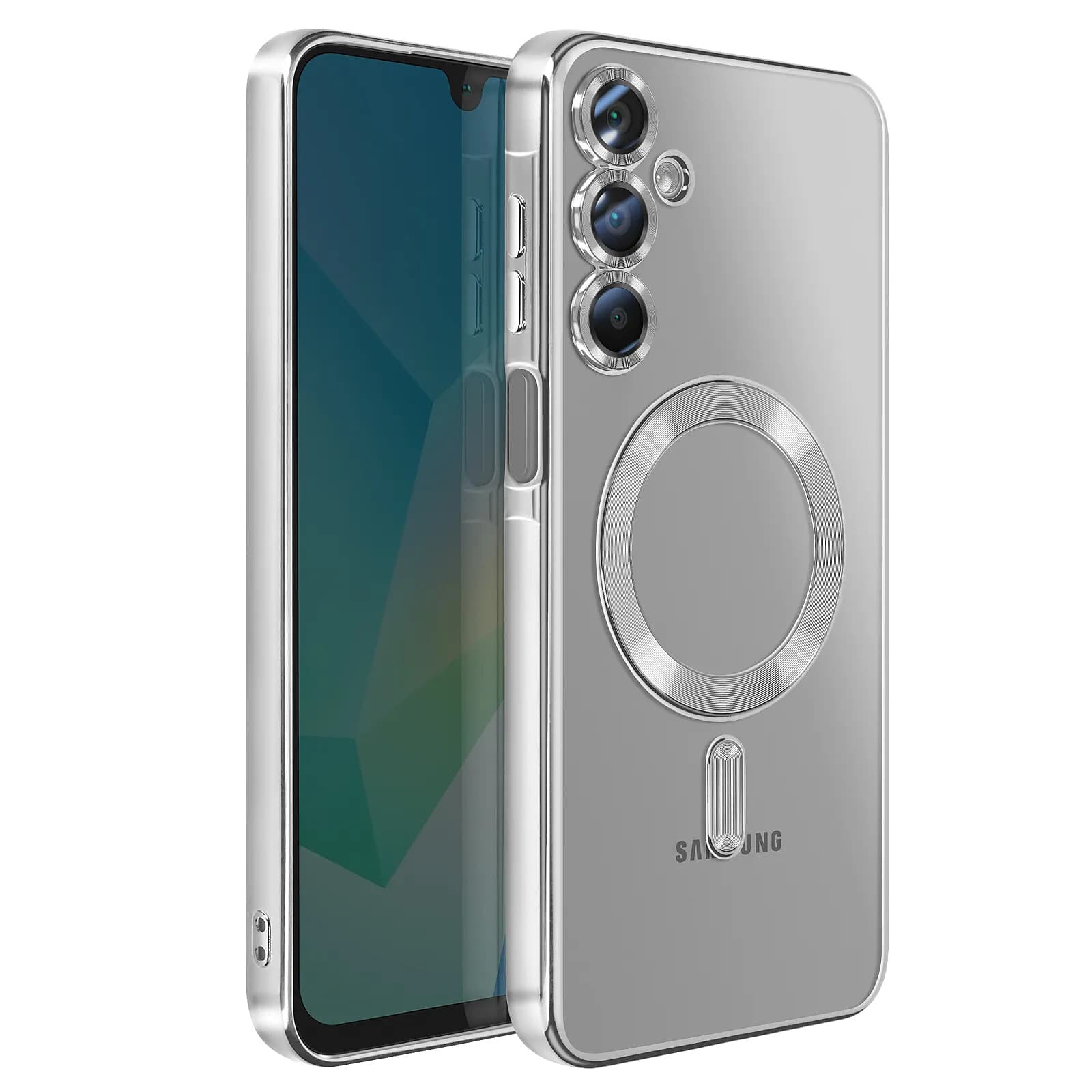 Avizar Coque pour Galaxy A16 Compatible MagSafe avec Contour Chromé