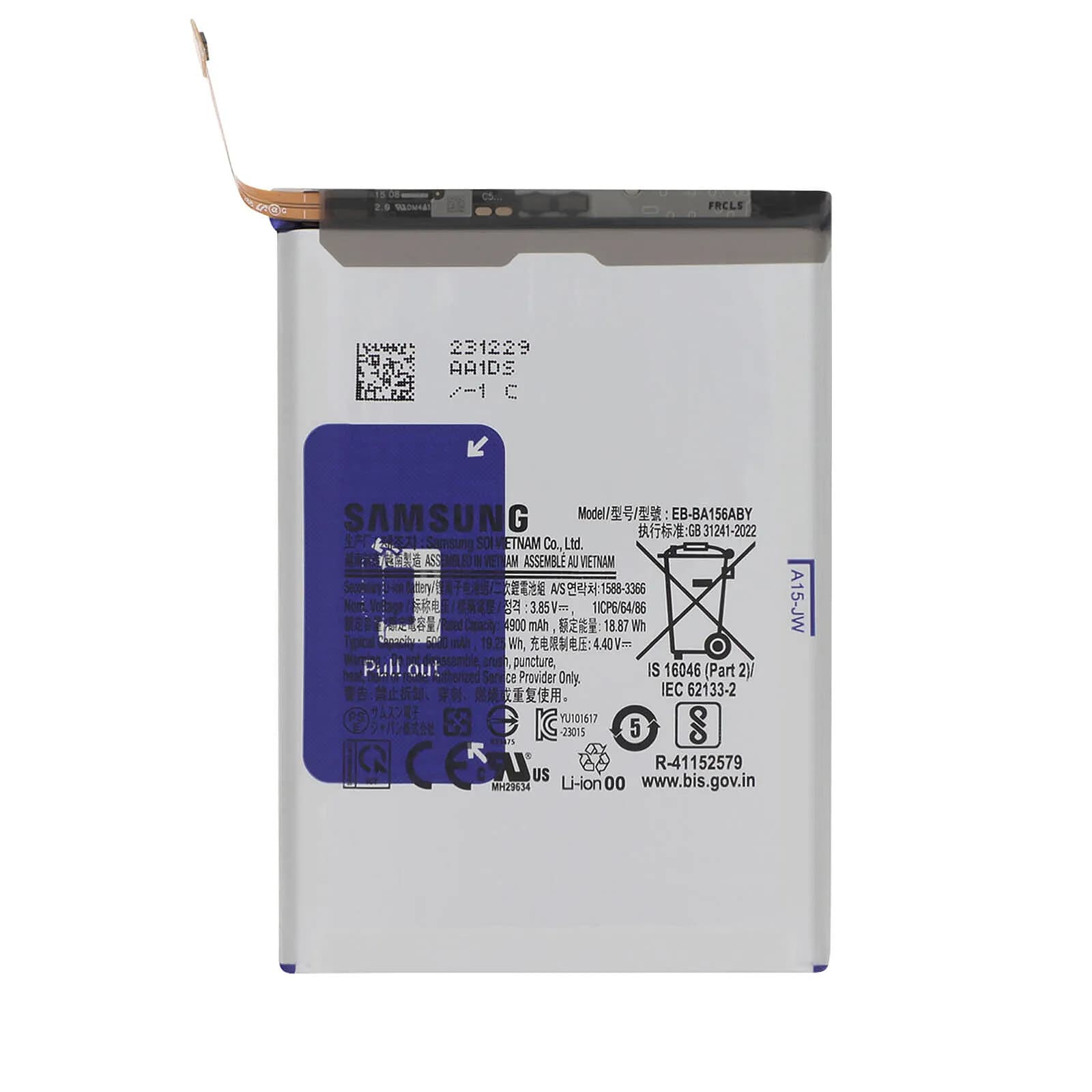 Clappio Batterie de Remplacement pour Galaxy A15 Li-ion 5000mAh 3.85V