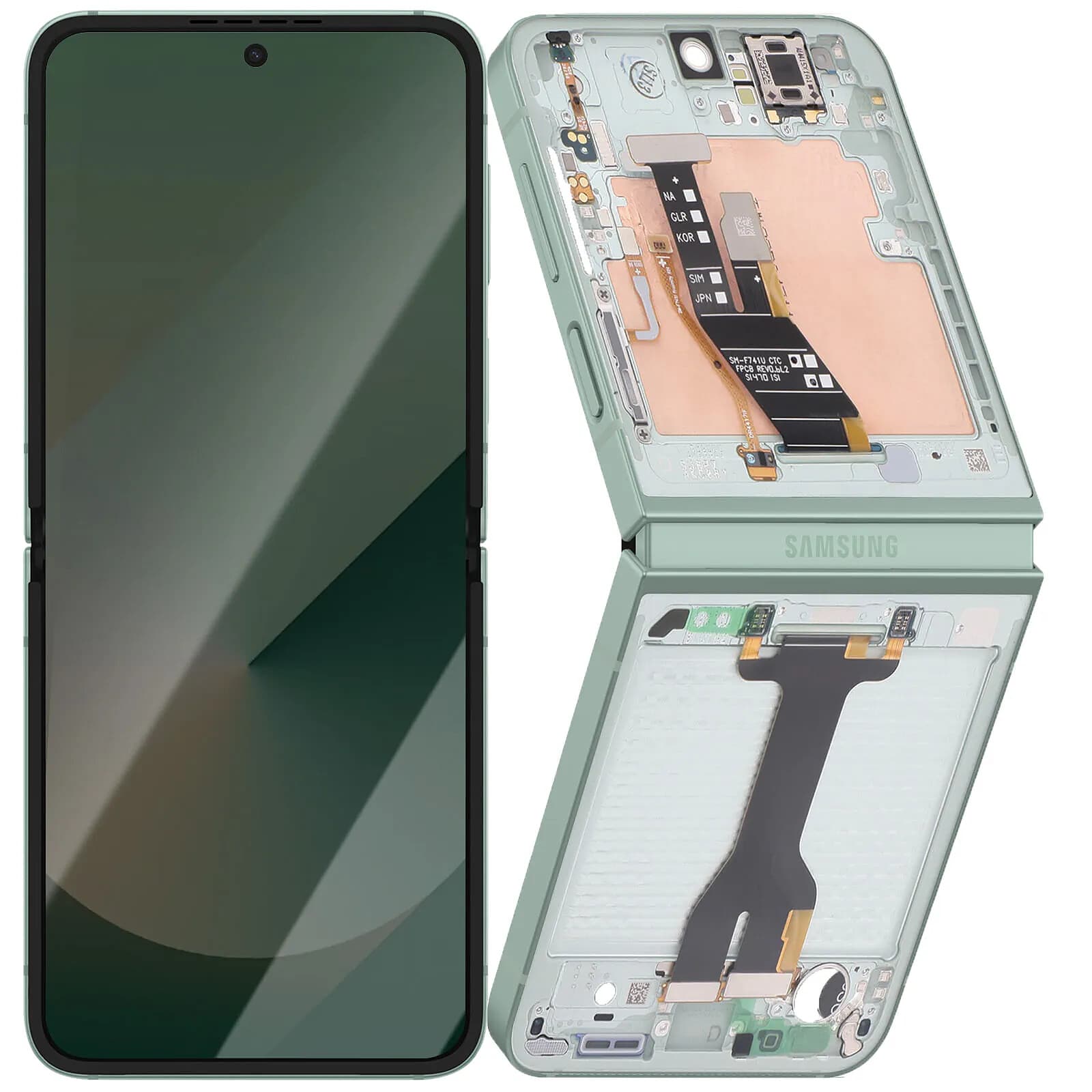 Samsung Écran Intérieur AMOLED Complet pour Galaxy Z Flip 6 Service Pack Vert d'eau