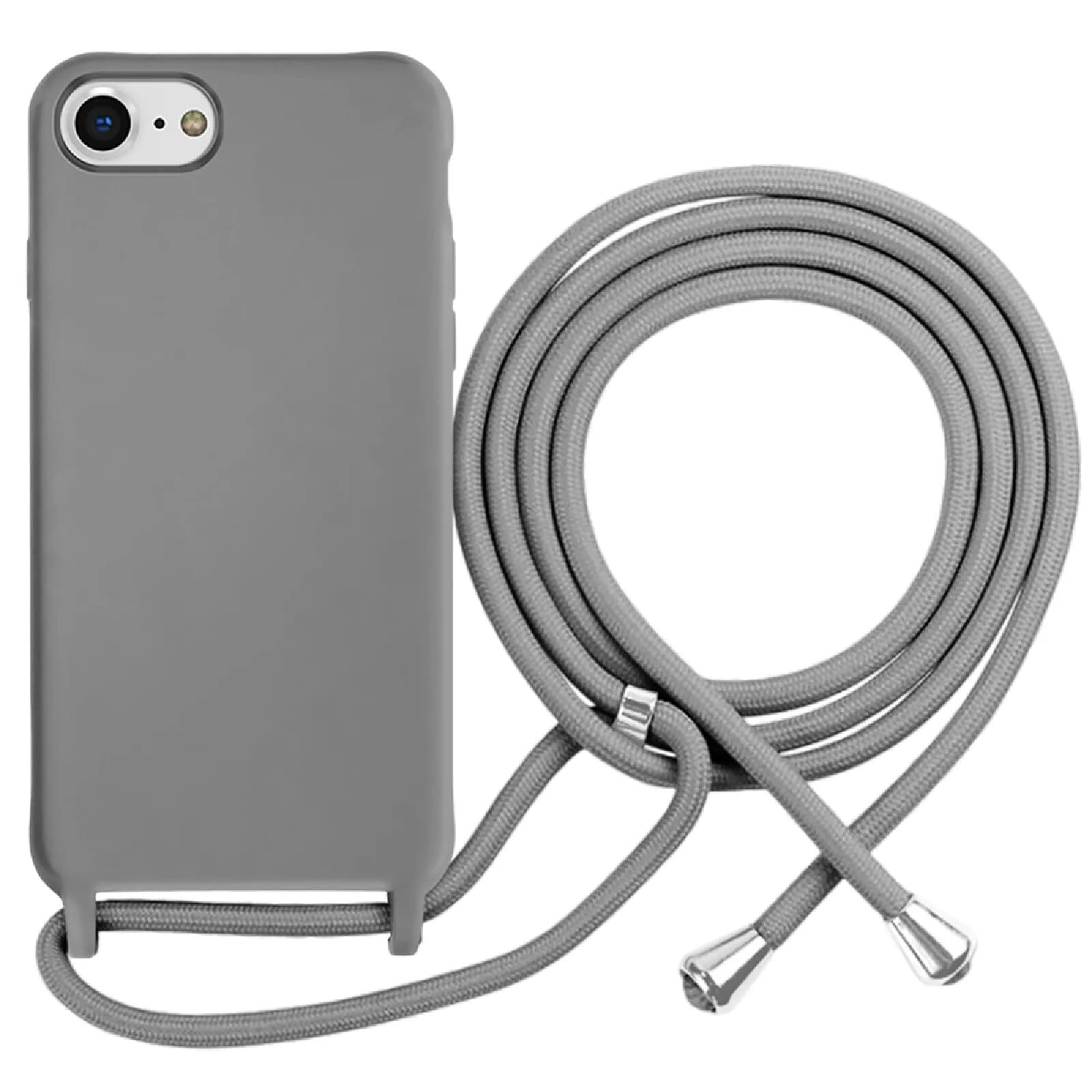 Moxie Coque pour iPhone 7 / 8 en TPU Premium Color Lace avec Cordon Tour de Cou Gris