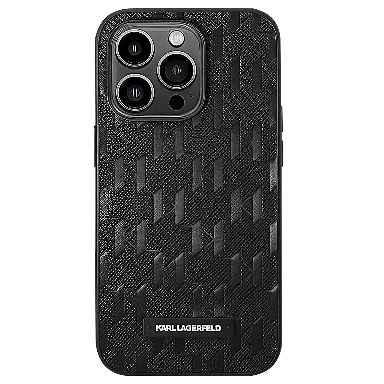 Karl Lagerfeld Coque pour Apple iPhone 14 Pro Max PU Saffiano Monogram Noir