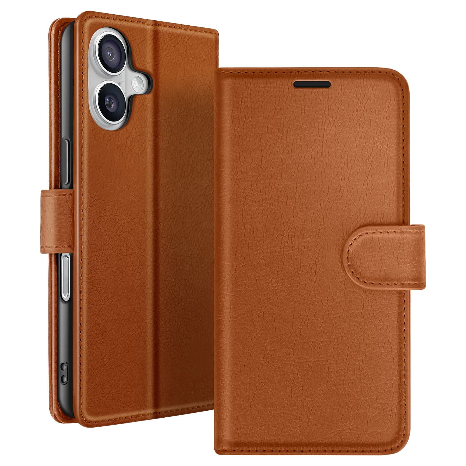 Zanaé Étui Portefeuille pour iPhone 17 Air Fonction Support et Languette Magnétique Marron